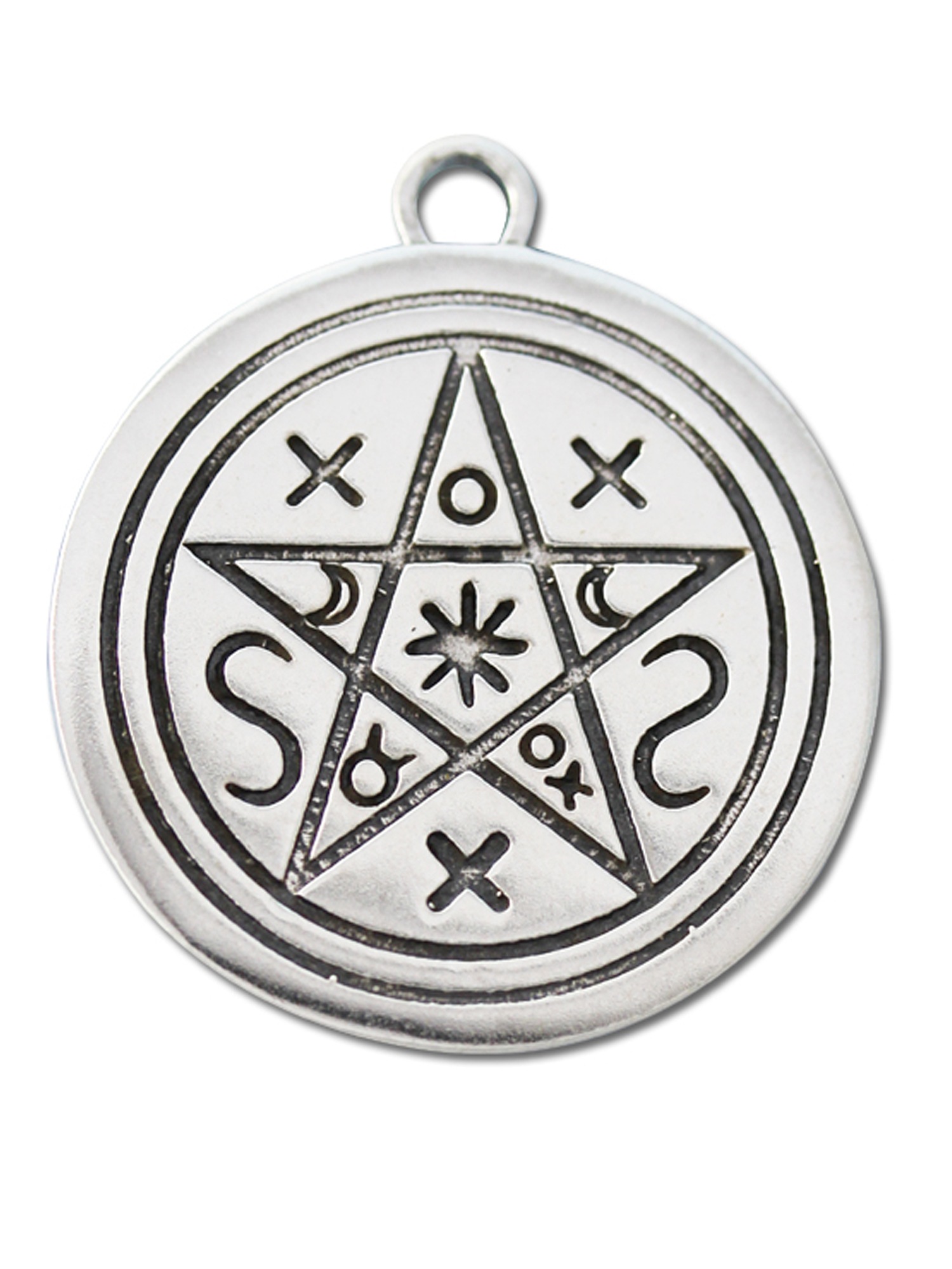 Amulett »Anhänger Siegel der Hexerei (versilbert)«, Planeten Pentagramm - Verbindung...