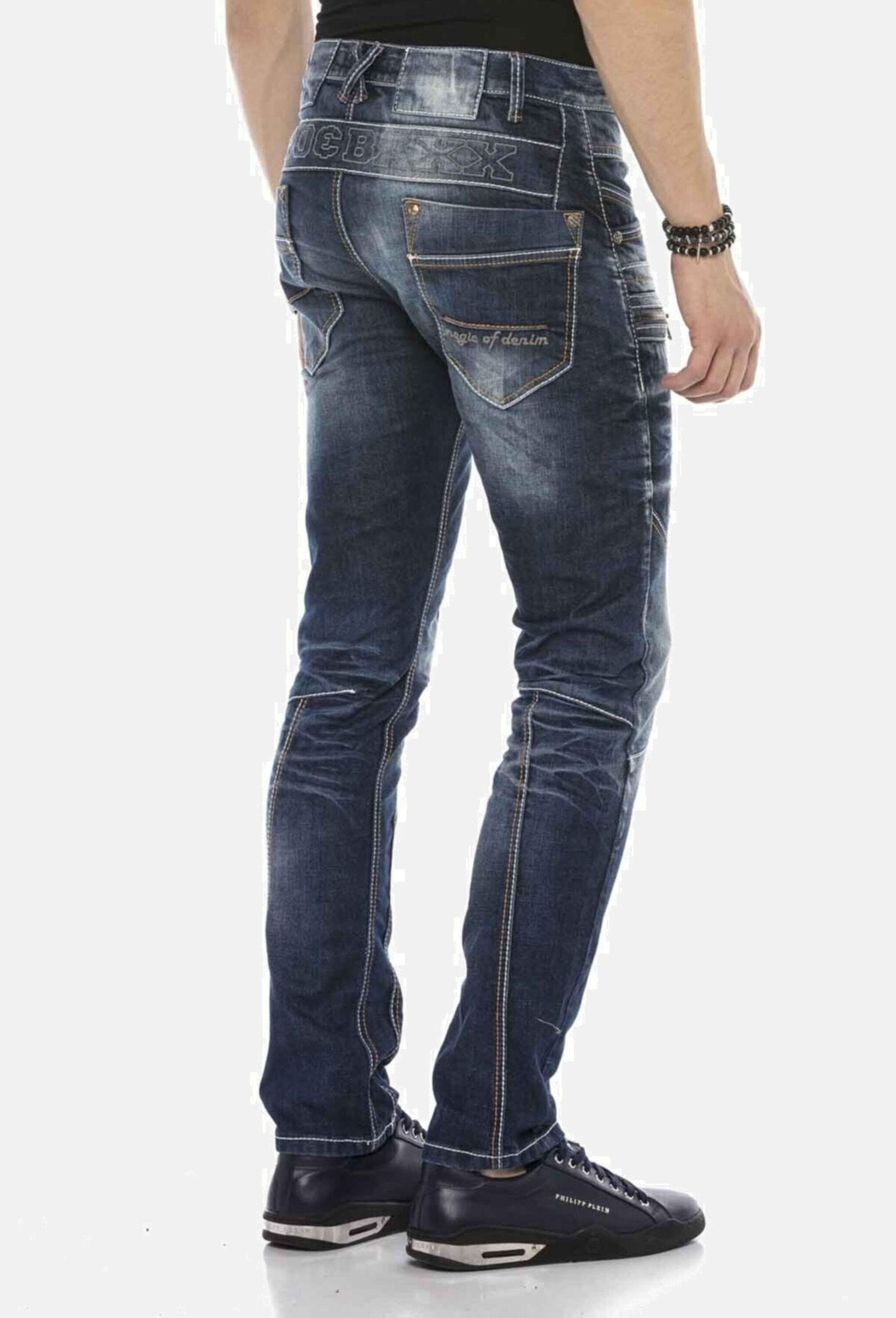 Cipo & Baxx Regular-fit-Jeans »Cipo & Baxx Jeans DENIM« bequeme Jeans mit Kontrastnähten, CD584