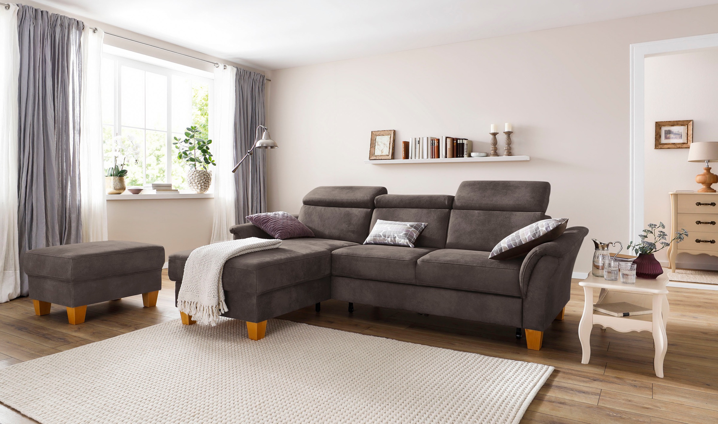 Home affaire Ecksofa »Conville L-Form«, Federkern, wahlweise mit Bettfunktion und Bettkasten bzw. Stauraum