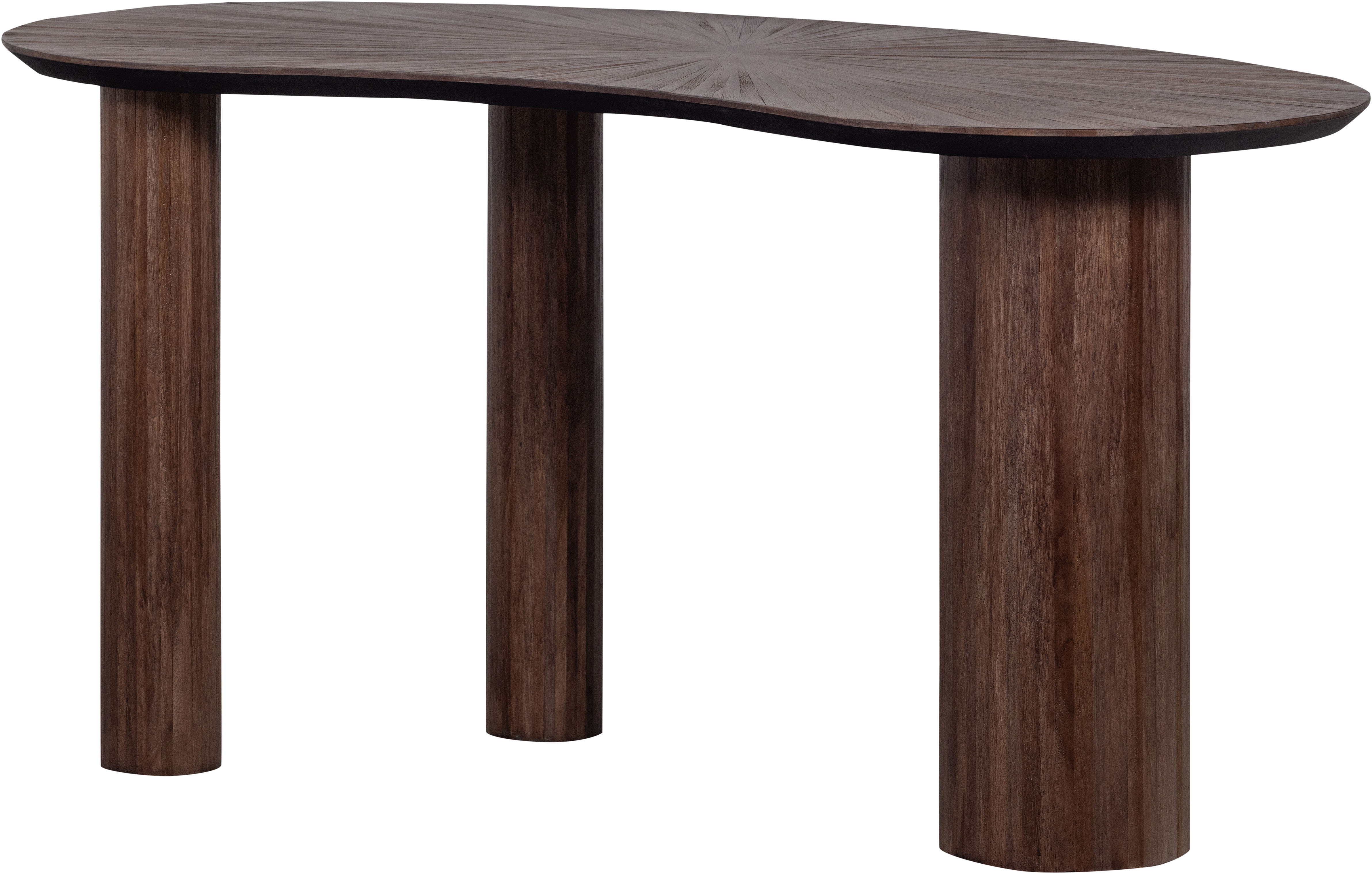 WOOOD Schreibtisch "Sun aus Teakholz mit organischer Form und Standfuß 150x62x76 cm" Einfach zu montieren, sichtbare Maserung