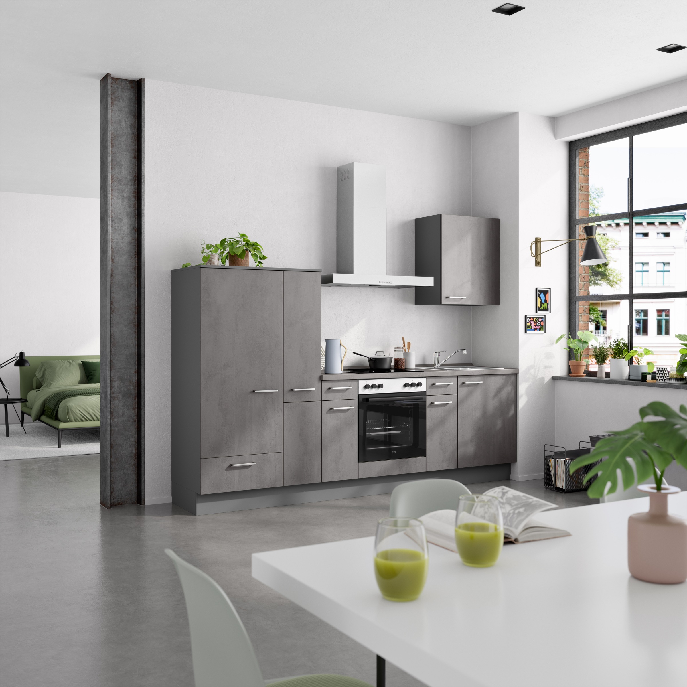 nobilia® Küchenzeile »"Riva I"« vormontiert, Ausrichtung wählbar, Breite 270 cm, wahlw. mit E-Geräten