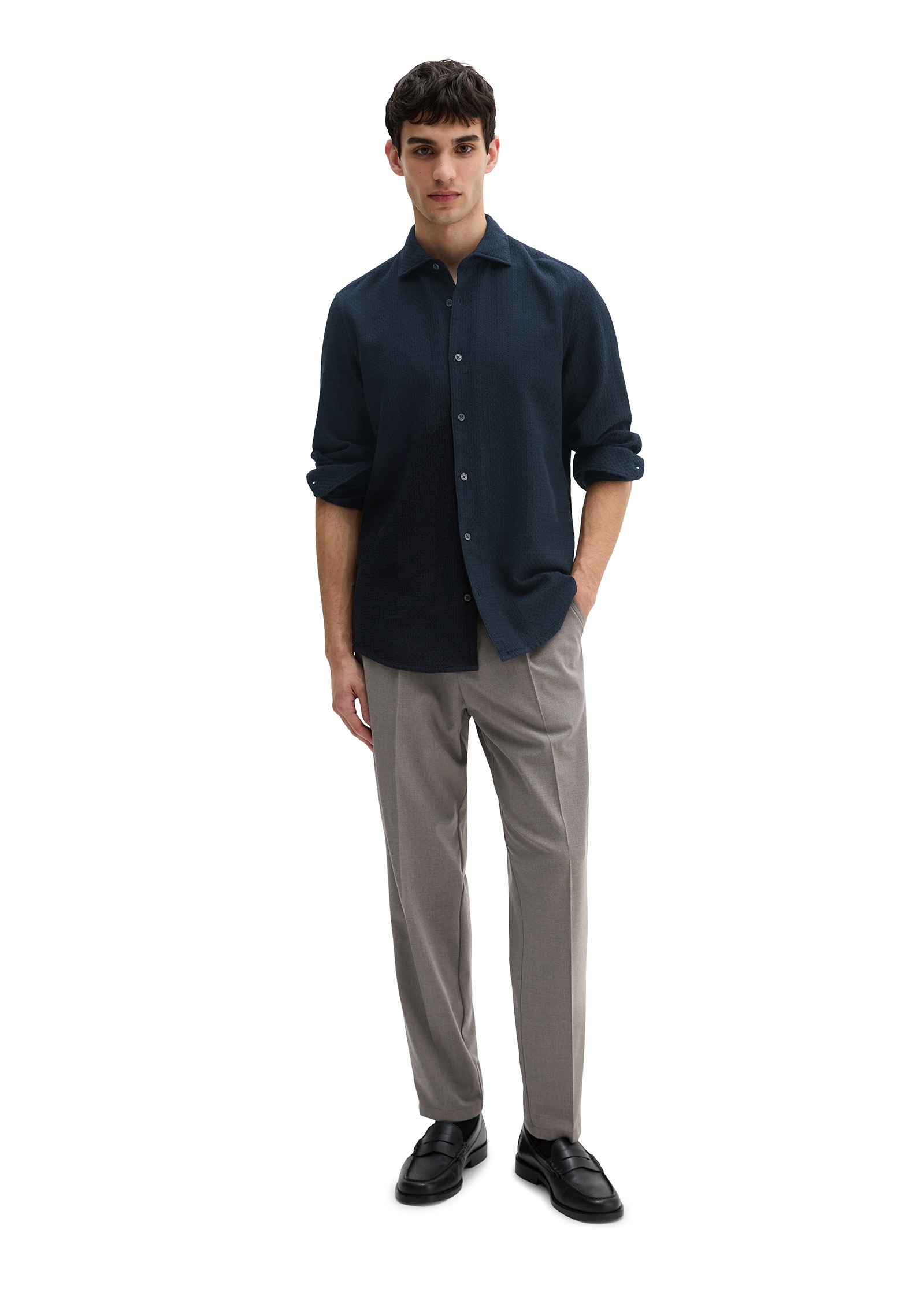 Marc O'Polo Langarmhemd »aus strukturierter Bio-Baumwolle«