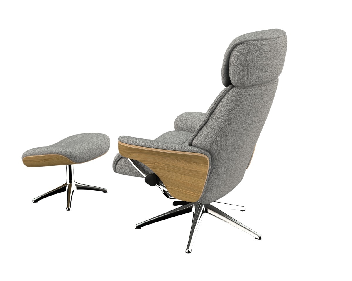 FLEXLUX Relaxsessel »Aarhus, Funktionsessel, Polstersessel, Armlehne, TV-Fernsehsessel,«, Relaxfunktion & Kopf- Rückenverstellung, Armlehne Eiche, Fuß Alu