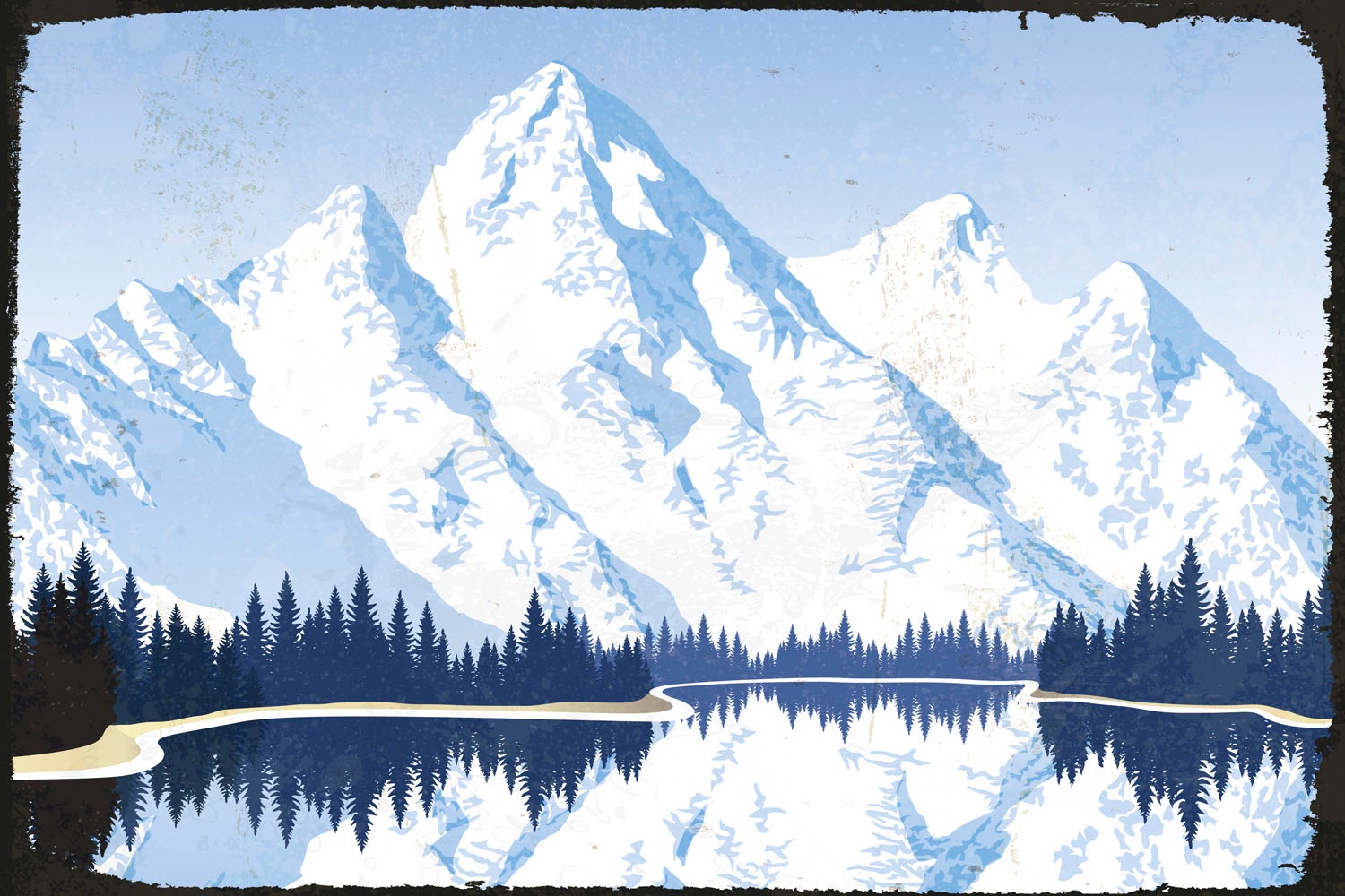 queence Metallbild "Bergsee", Schriftzüge-See-Seelandschaft, (1 St.), Stahl günstig online kaufen