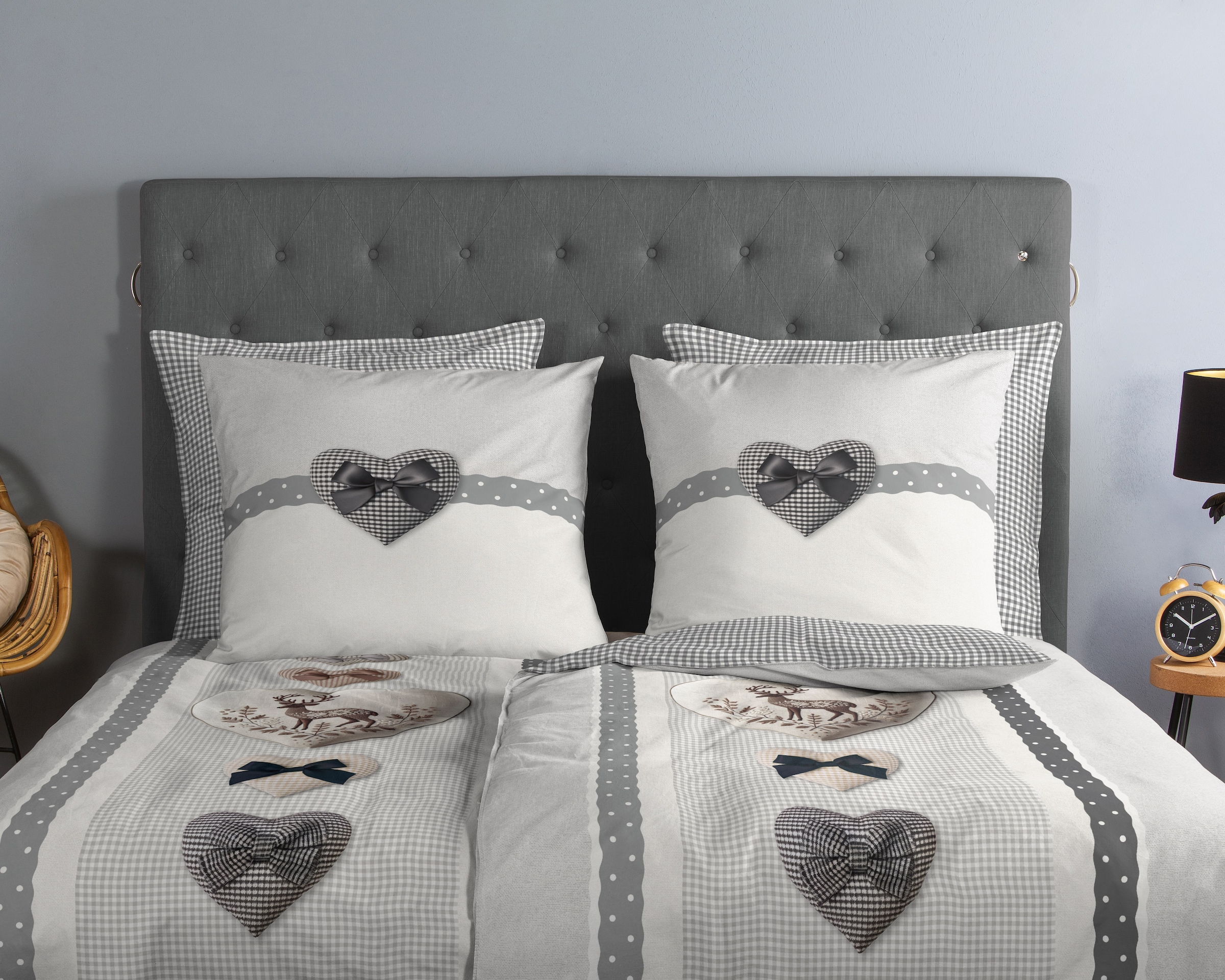 good morning Wendebettwäsche »Bernet« 2 Stk. tlg. 100% Baumwolle, Renforcé, Reißverschluss, Wendeoptik, ländlicher Stil