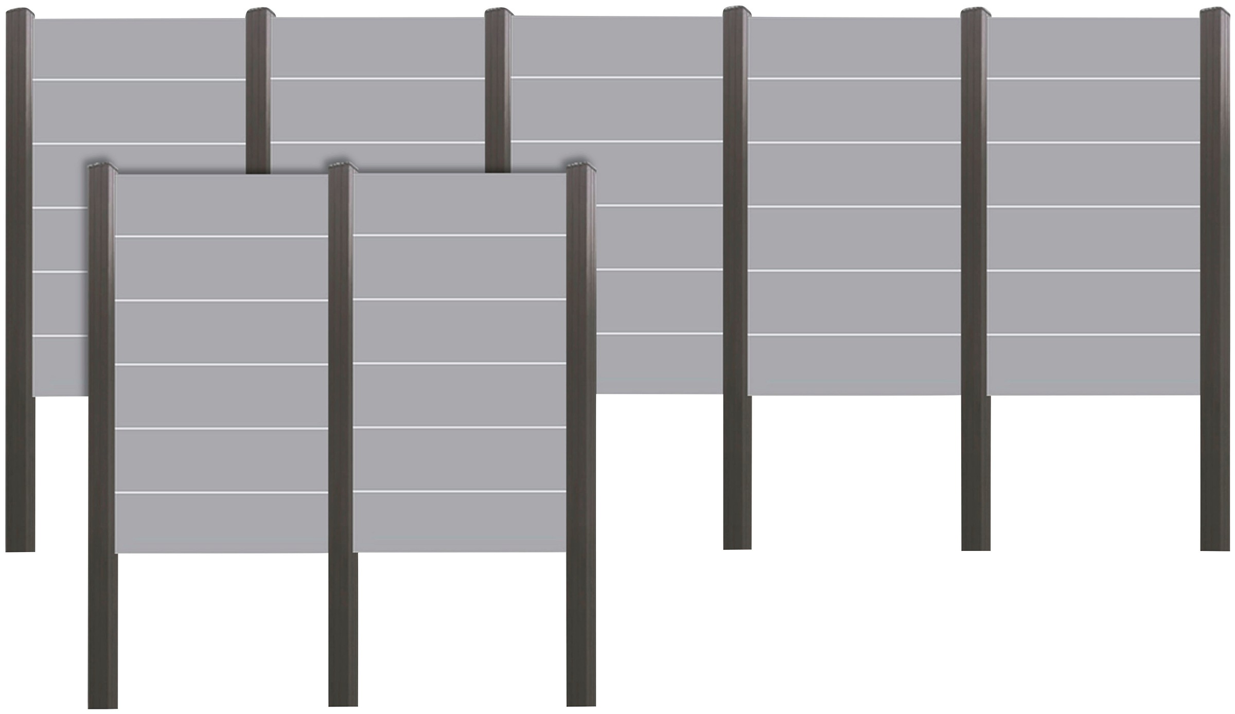 Sichtschutzelement »ROUNDROCK 5«, (Set), Satiniertes Glas in Aluminiumpfosten