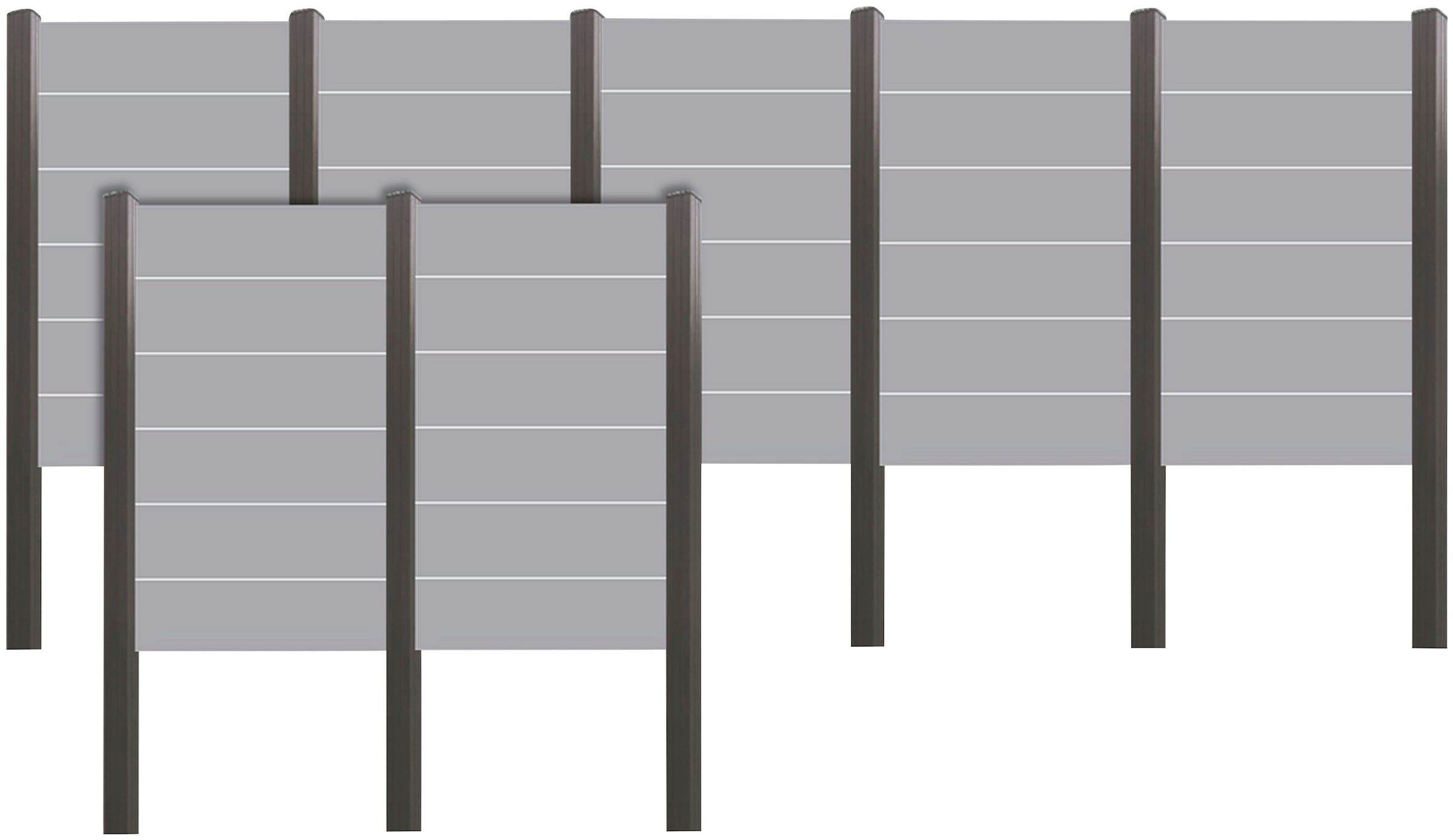 Tetzner & Jentzsch Sichtschutzelement "ROUNDROCK 5", (Set), Satiniertes Glas in Aluminiumpfosten