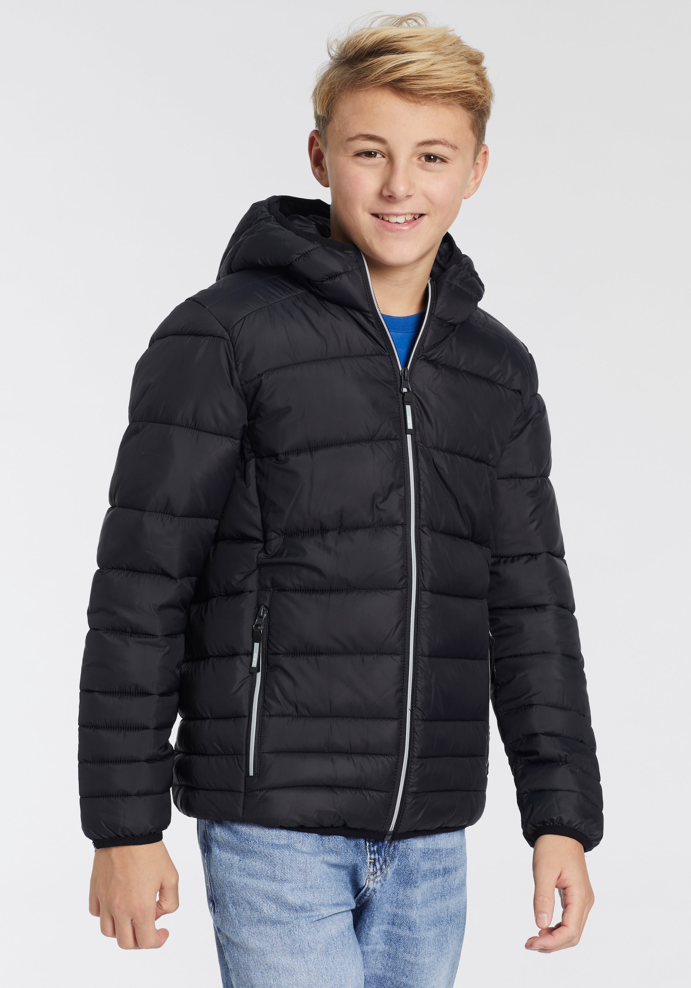 CMP 1100000002199 "KID JACKET FIX HOOD" mit Kapuze mit Kapuze, winddicht, wasserabweisend, aus Polyester