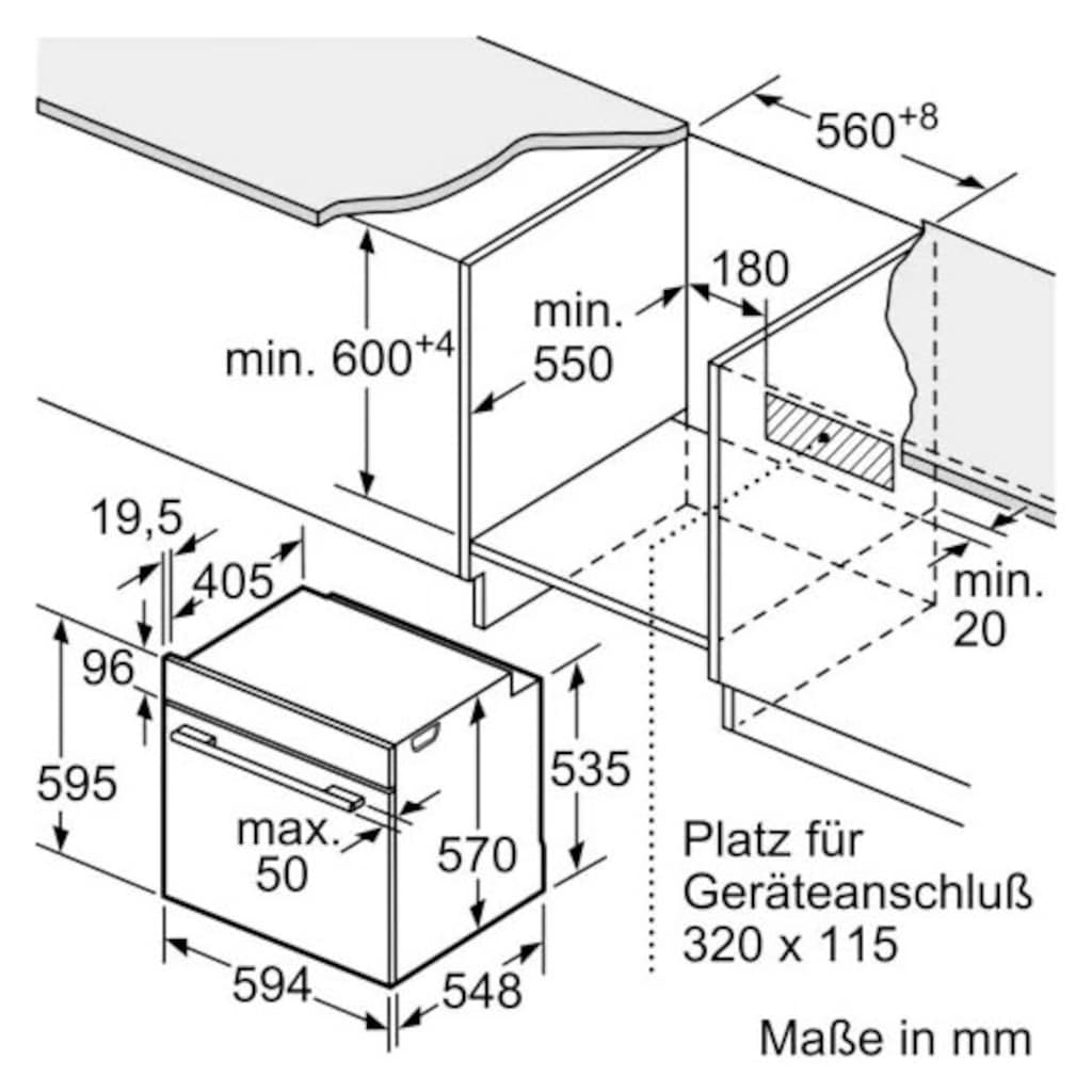 BOSCH Elektro-Herd-Set »HND431CS62«, HND431CS62, mit Teleskopauszug nachrüstbar