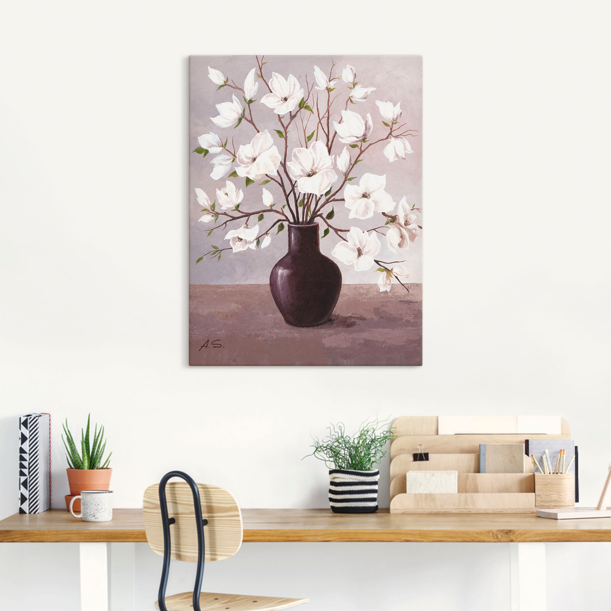 Artland Leinwandbild "Magnolien" Blumen 1 Stk. tlg. auf Holzrahmen gespannt günstig online kaufen
