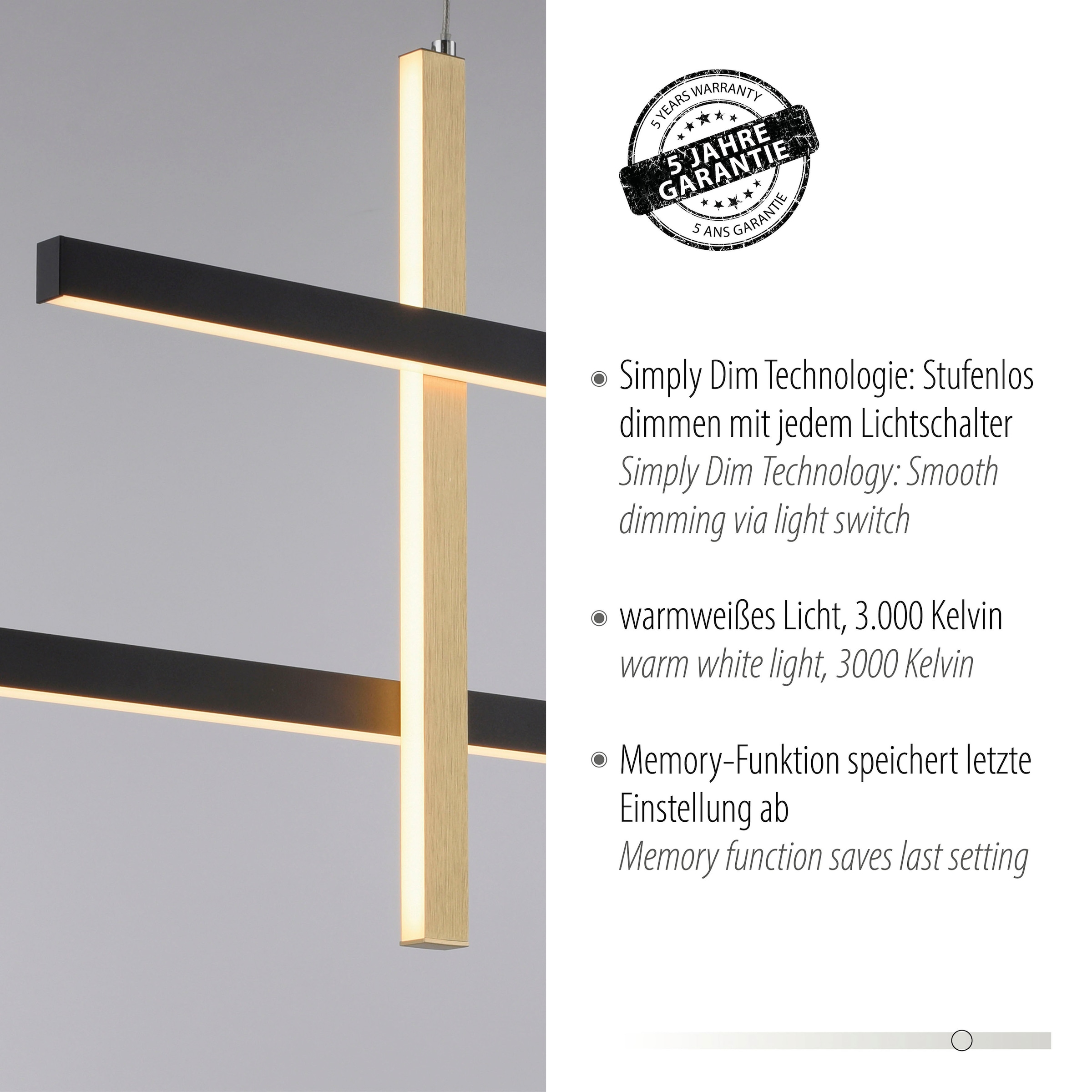 Paul Neuhaus Pendelleuchte »BARRA«, 1 flammig, Leuchtmittel LED-Board | LED fest integriert