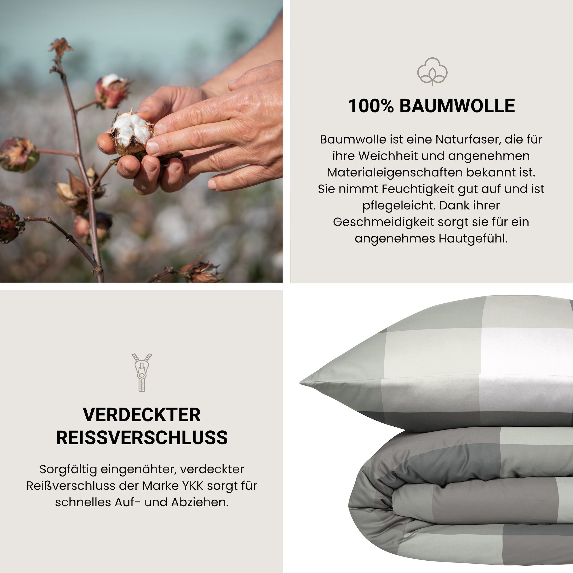 Schiesser Bettwäsche »Travis aus weicher Baumwolle mit zeitlosen Karos« 2 OEKO-TEX® MADE IN GREEN