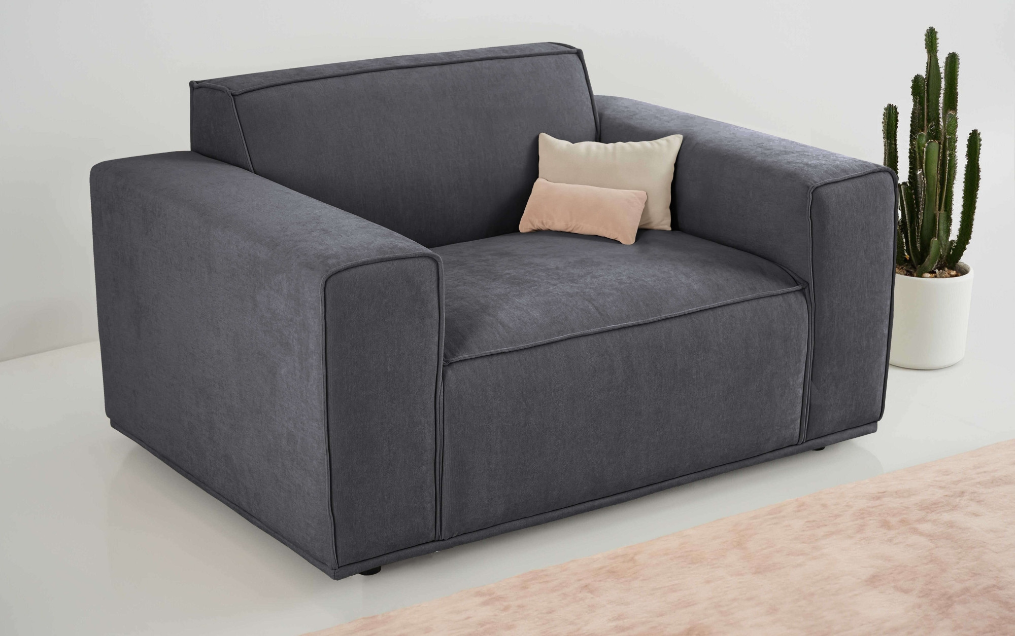 Home affaire Loveseat "Avelin, 1.5 Sitzer, 140 cm, Chenille, Struktur-Boucl günstig online kaufen