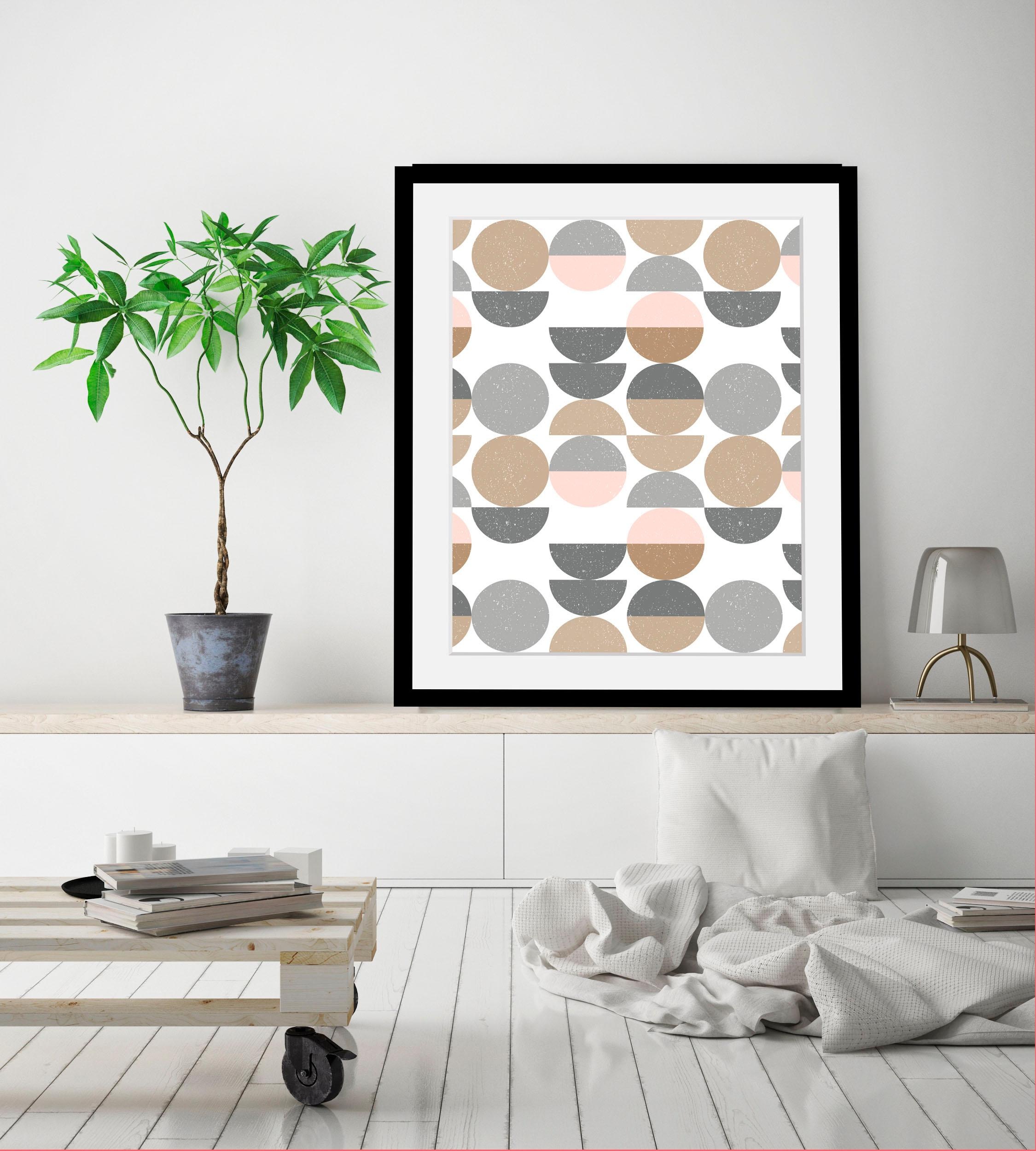 queence Bild »Punkte«, Abstrakt-Kunst-Figuren, HD Premium Poster-Druck inkl. Holzrahmen