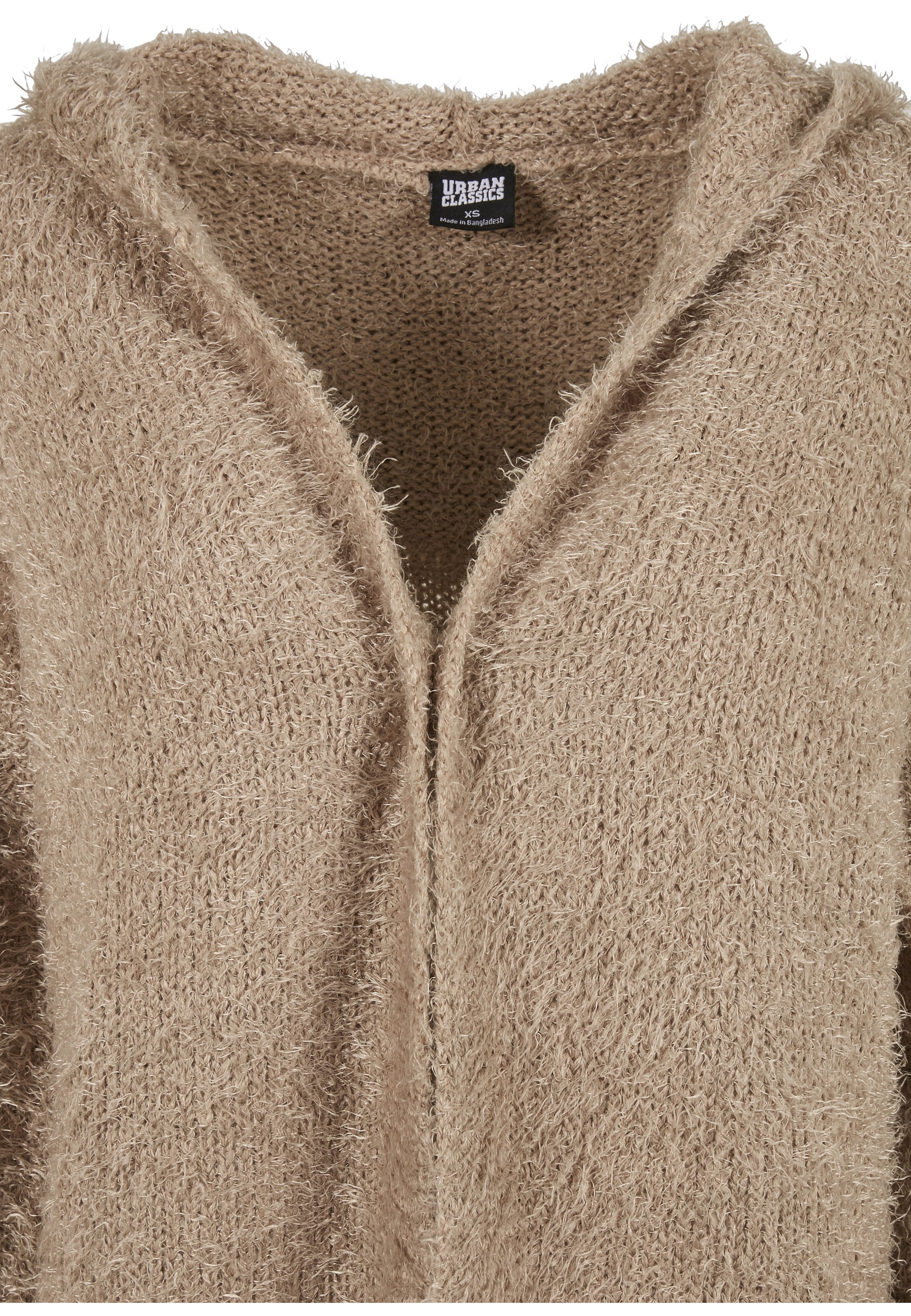 URBAN CLASSICS Strickjacke »Urban Classics Damen Ladies Hooded Feather Cardigan« 1 Stk.