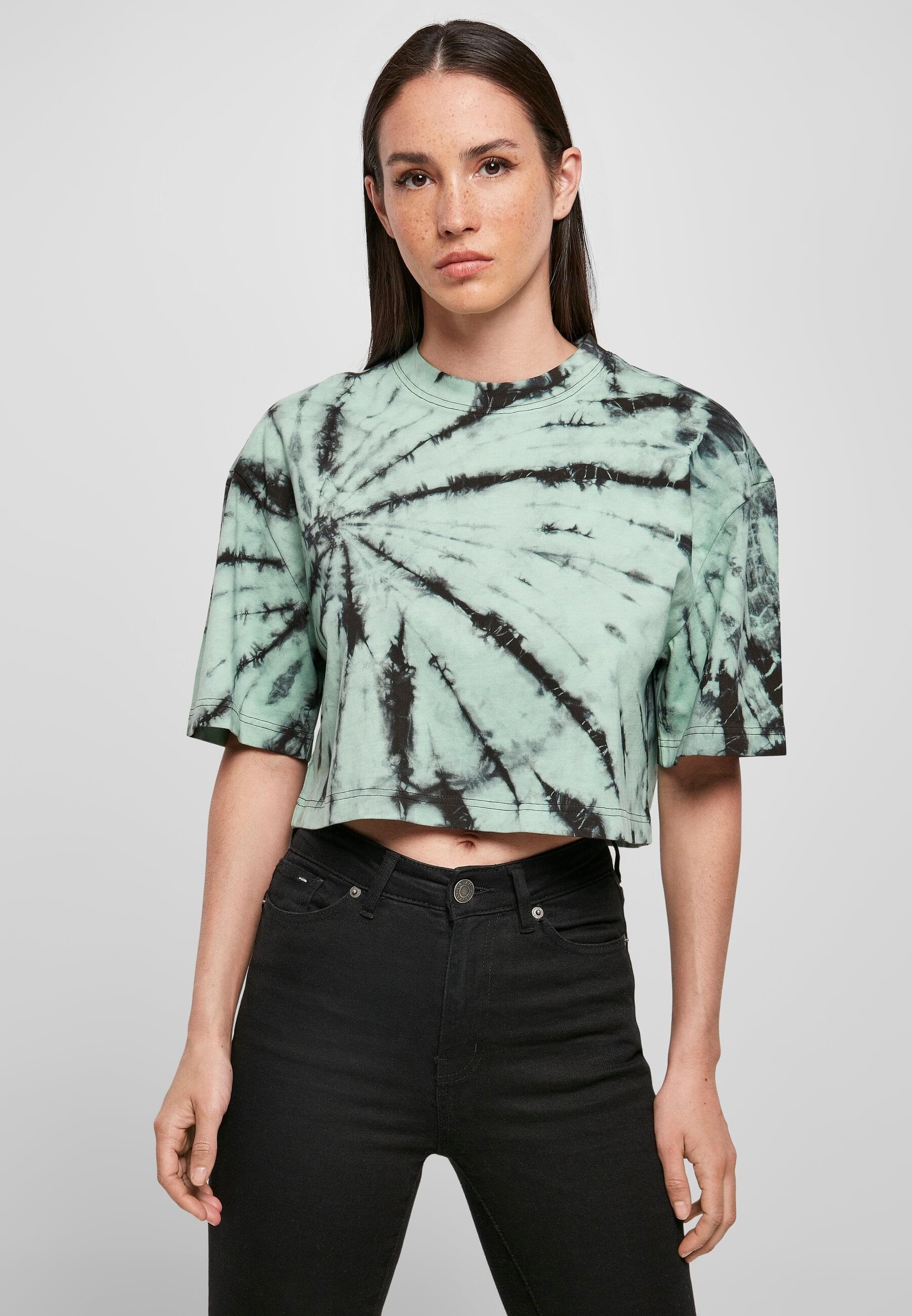 URBAN CLASSICS Kurzarmshirt »Urban Classics Damen Ladies Oversized Cropped Tie Dye Tee«, (1 tlg.)