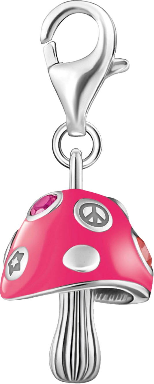 THOMAS SABO Charm-Einhänger »Charm Bunter Pilz, 2211-471-7, 2211-845-7«, mit Glas-Keramik Stein, Zirkonia (synth.), Rubin (synth.)