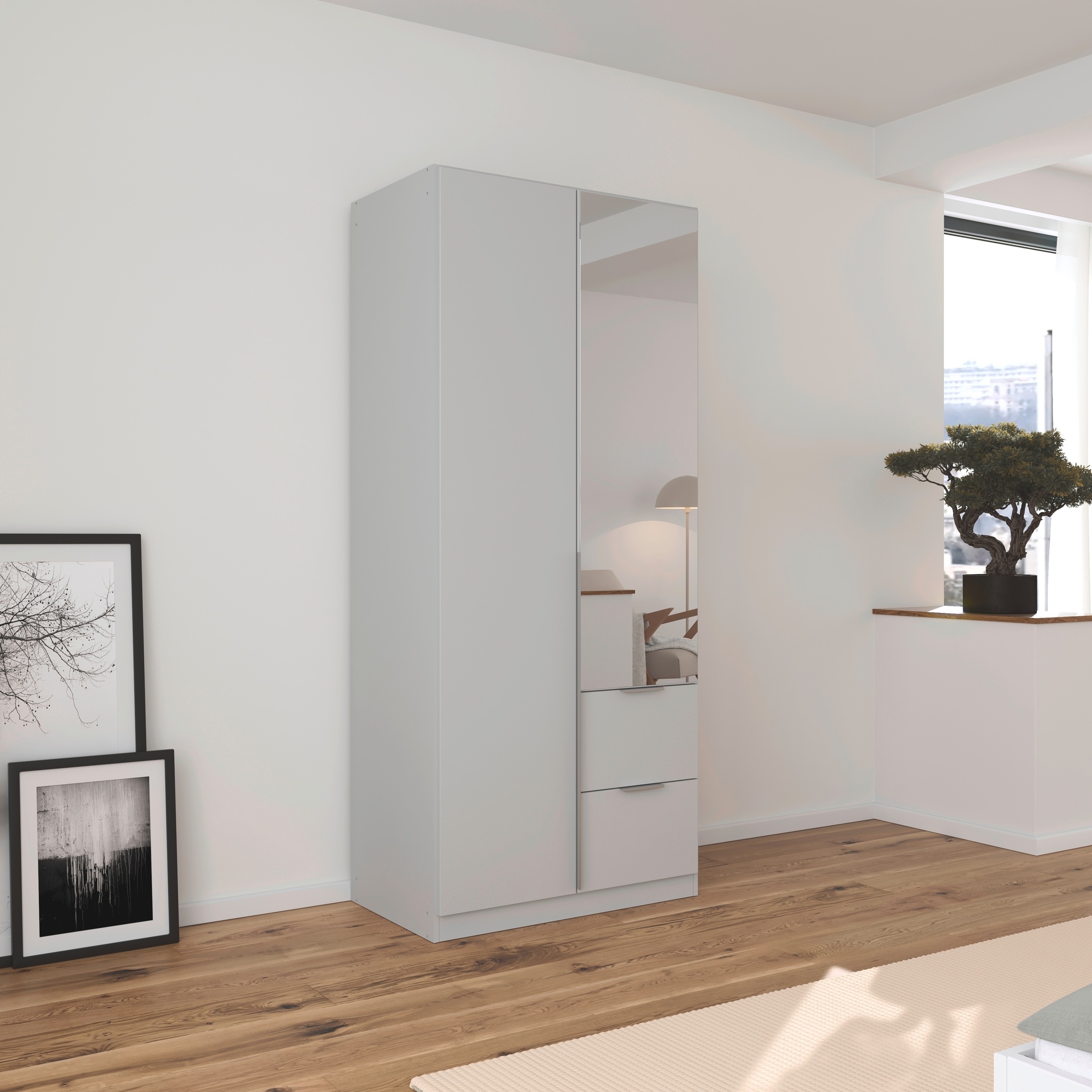 OTTO home Drehtürenschrank »Kleiderschrank Schrank Garderobe AGORDO mit Dekor- oder Hochglanzfront« in zwei Griff-Farben, Breiten 91-360 cm,  mit Außenschubkästen, in 7 Breiten und 2 Höhen MADE IN GERMANY