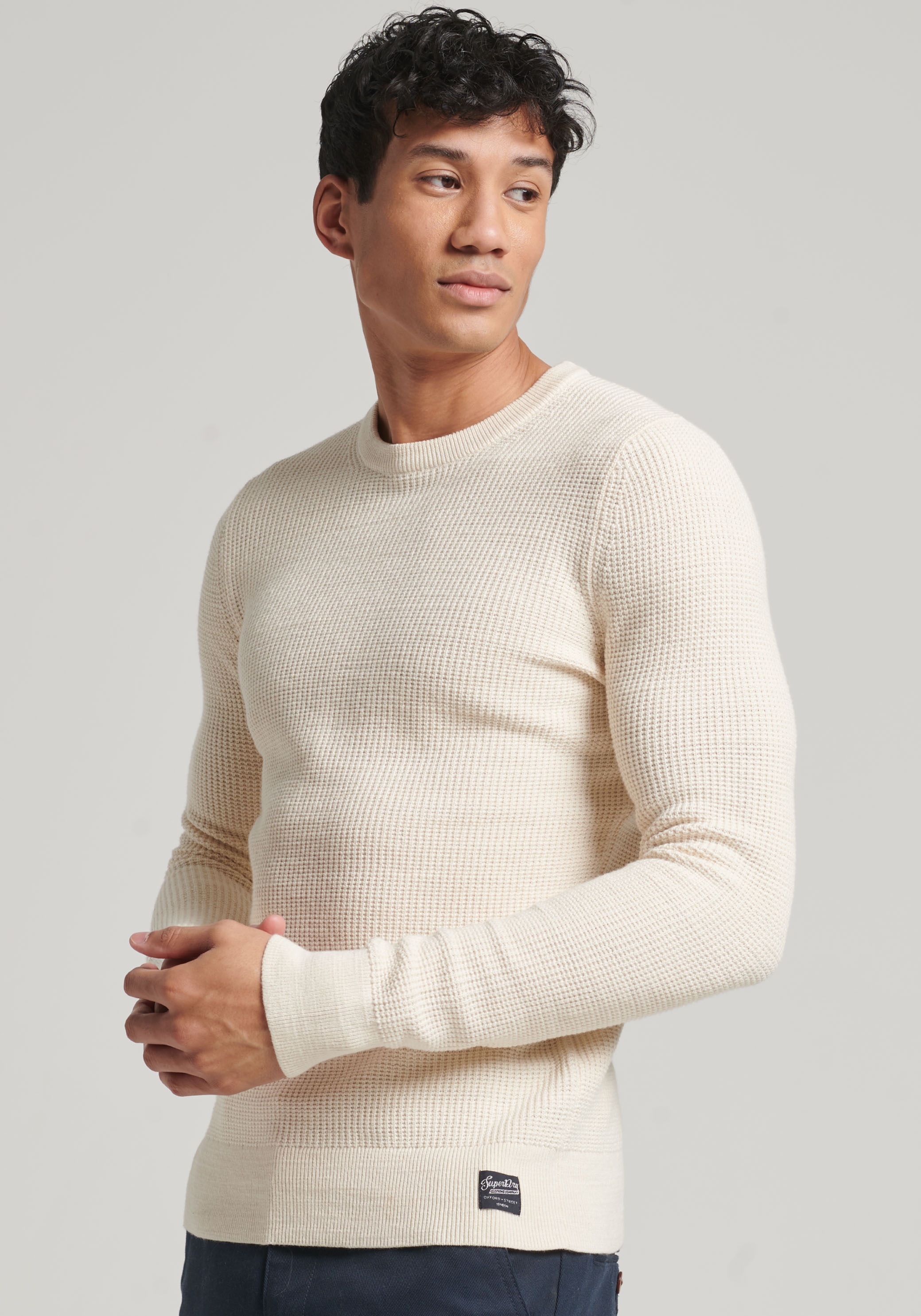 Superdry Strickpullover »TEXTURED CREW KNIT JUMPER«, mit strukturiertem Waffelstrickmuster