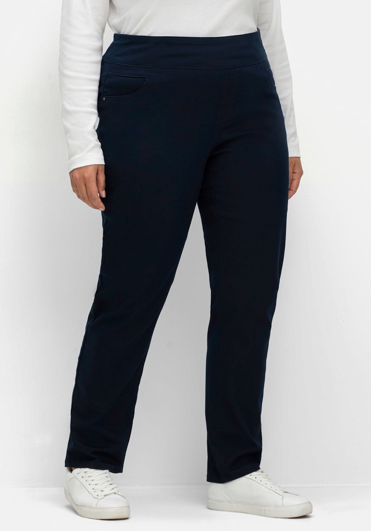Schlupfhose CASUAL LOOKS, Damen, Gr. 255, Extrakurzgrößen, blau (marine), 65% Baumwolle, 33% Polyester, 2% Elasthan, unifarben, lang, Hosen Schlupfhose, Topseller
