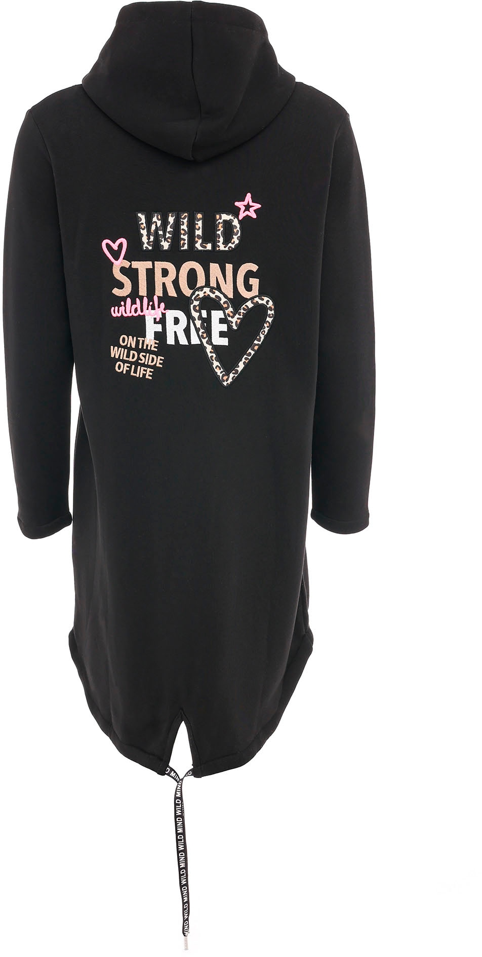 Zwillingsherz Jerseymantel »"Wild Strong Free"«, mit Kapuze, Taschen, Front und Backmotiv Wild Strong Free