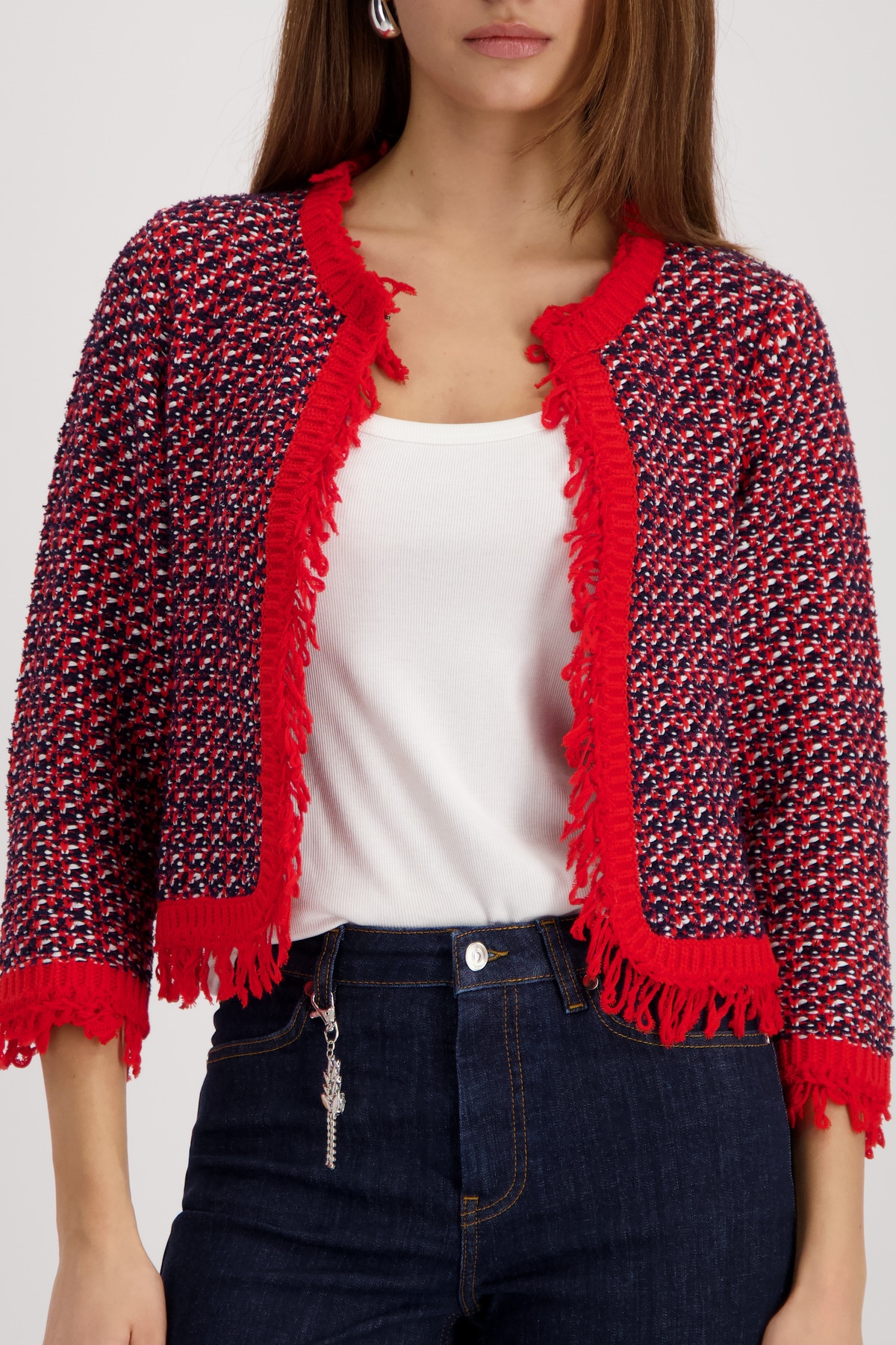 Monari Strickjacke mit Fransenkante