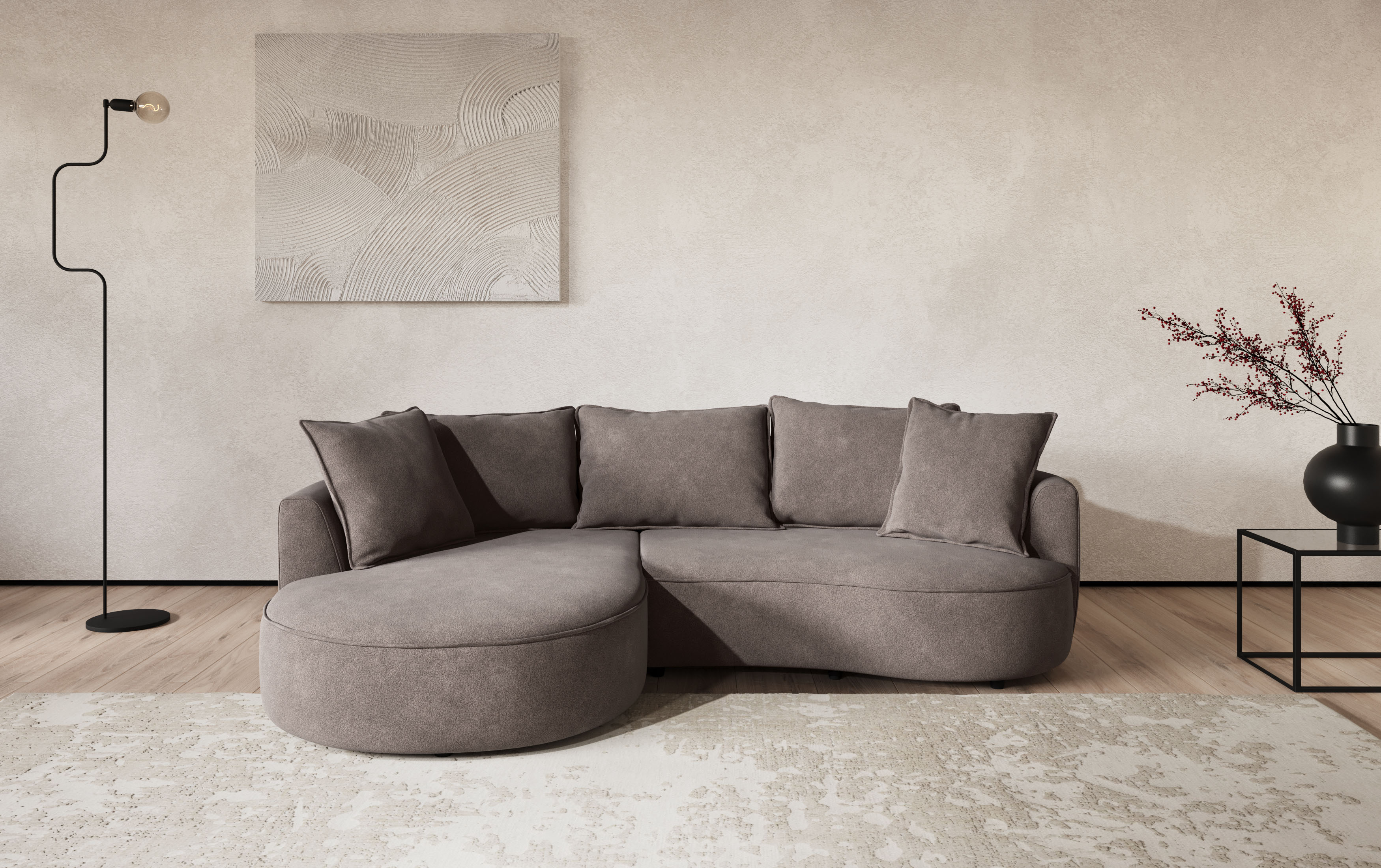 OTTO home Ecksofa "Sana L-Form, B: 260 cm, organische Form, Otto.Verlässliche Qualität" Loungesofa mit Wellenunterfederung