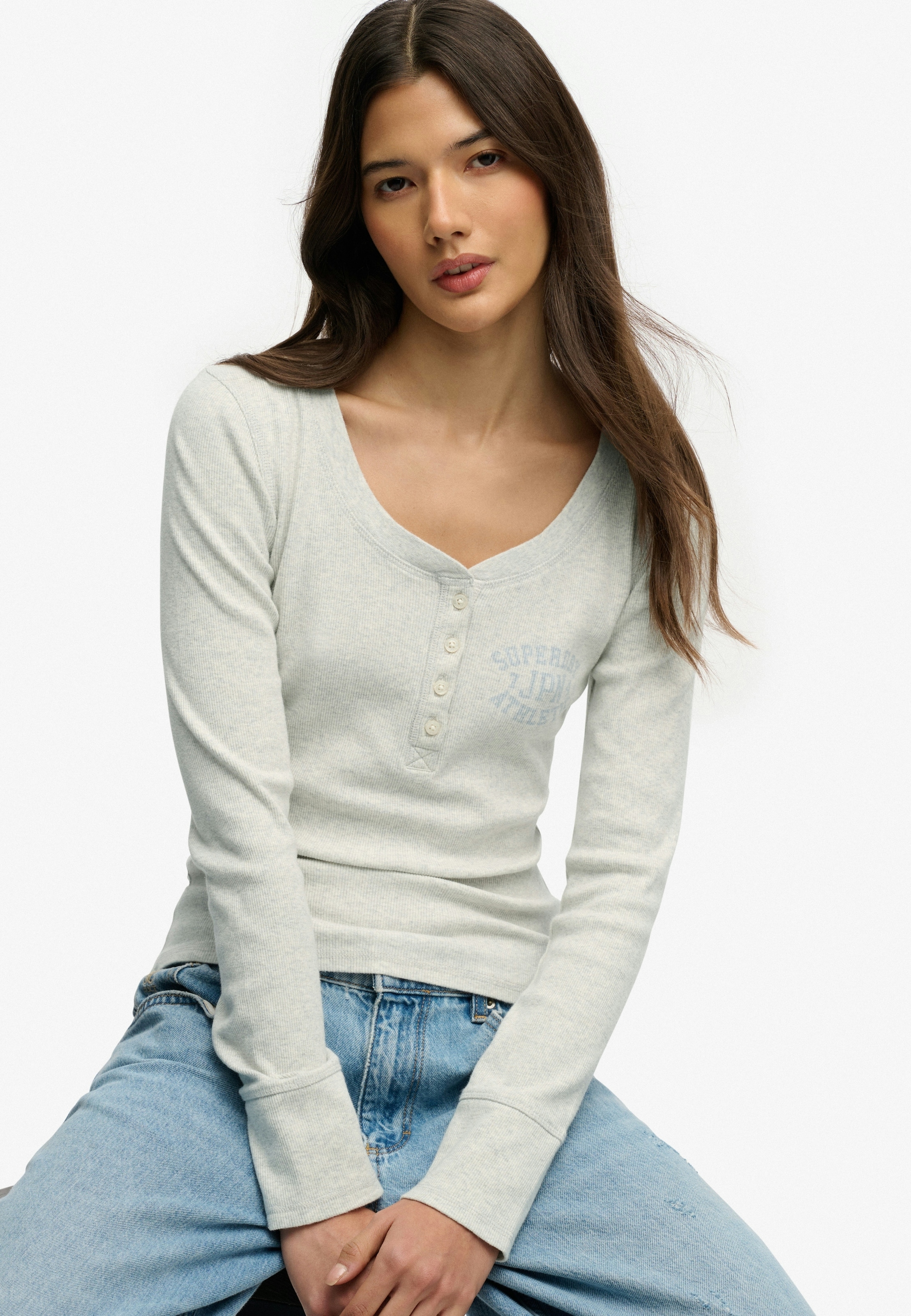 Superdry Langarmshirt »ATHLETIC BUTTON DOWN LS TOP« Baumwolle, skinny fit