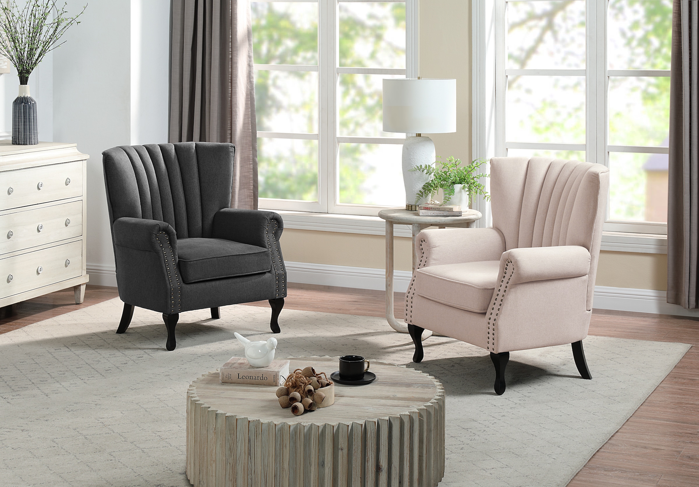 ATLANTIC home collection Sessel »TONI«, modern mit Nieten und hoher Rückenlehne