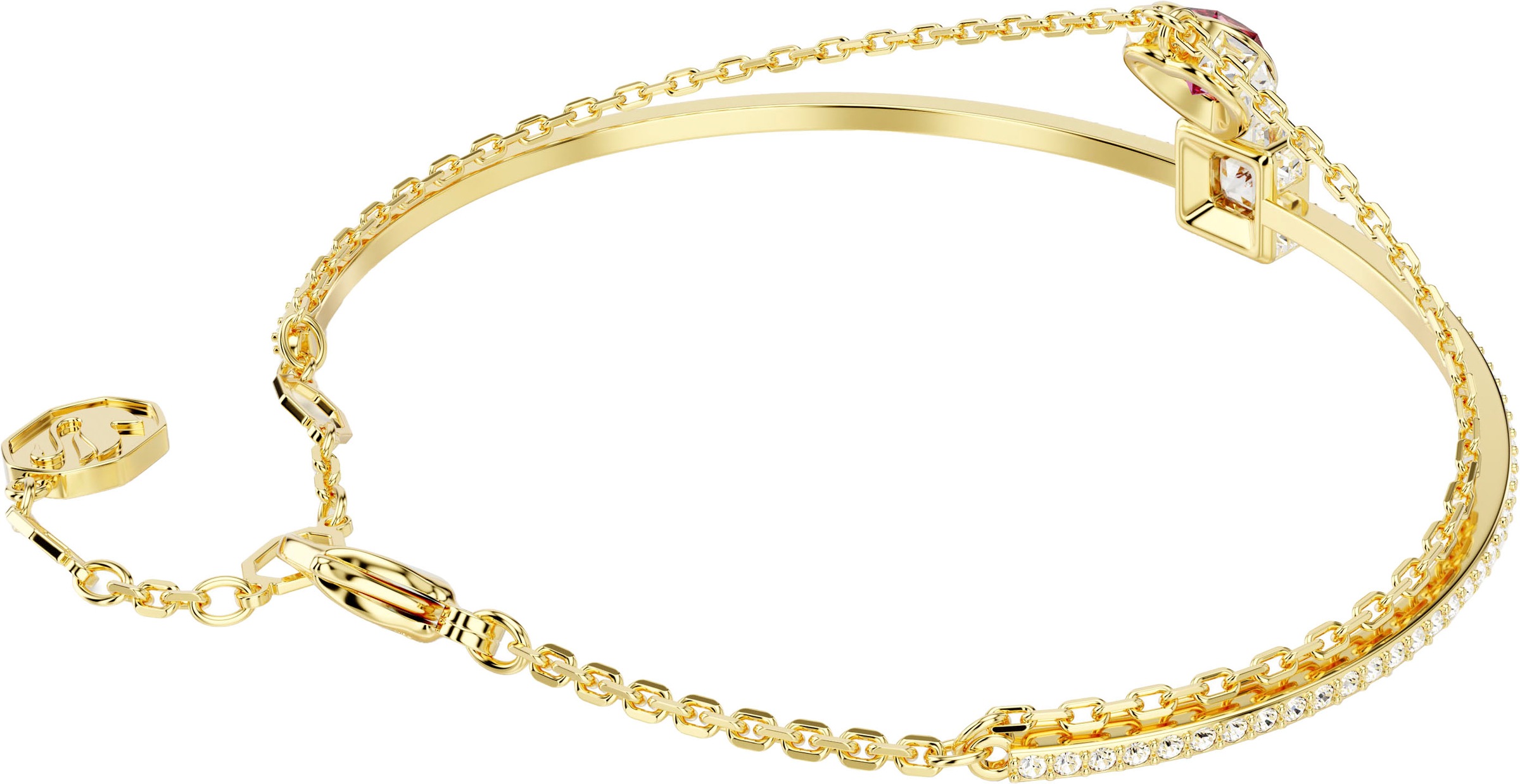 Armreif SWAROVSKI "Stilla" Gr. M, bunt (gelbgoldfarben, kristallweiß, rot, kristallweiß, rot), Armbänder, Damen, M, Metall, Armreif, mit Swarovski Kristall 3