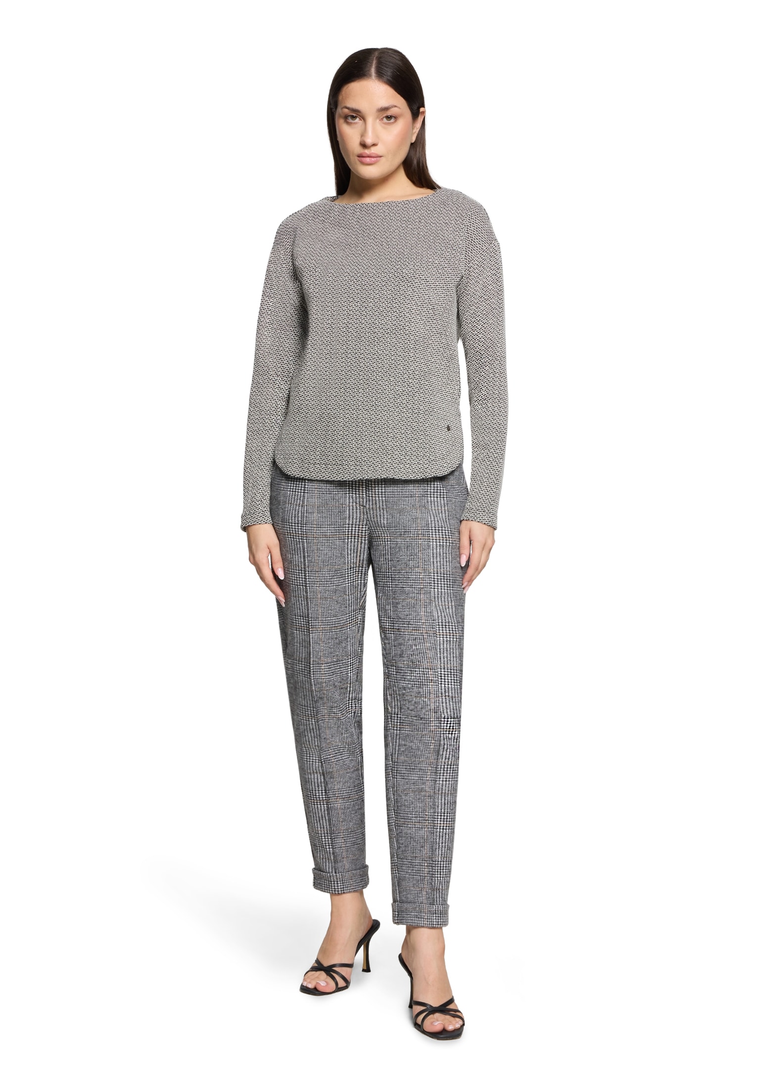 Betty&Co Bundfaltenhose »Damen Karo-Hose mit Bindegürtel«