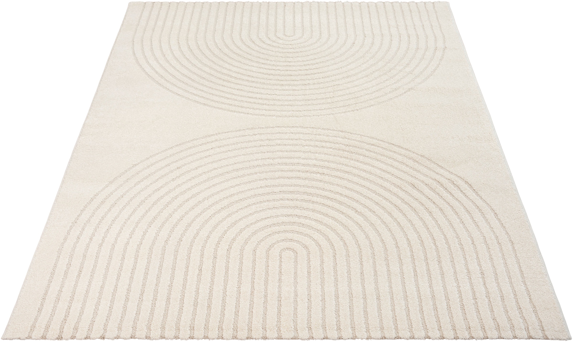 Teppich MERINOS "Eclipse", beige (creme), B:140cm H:14mm L:200cm, Polypropylen, Teppiche, Teppich, moderner Wohnzimmer Teppich, geometrisches Design 2
