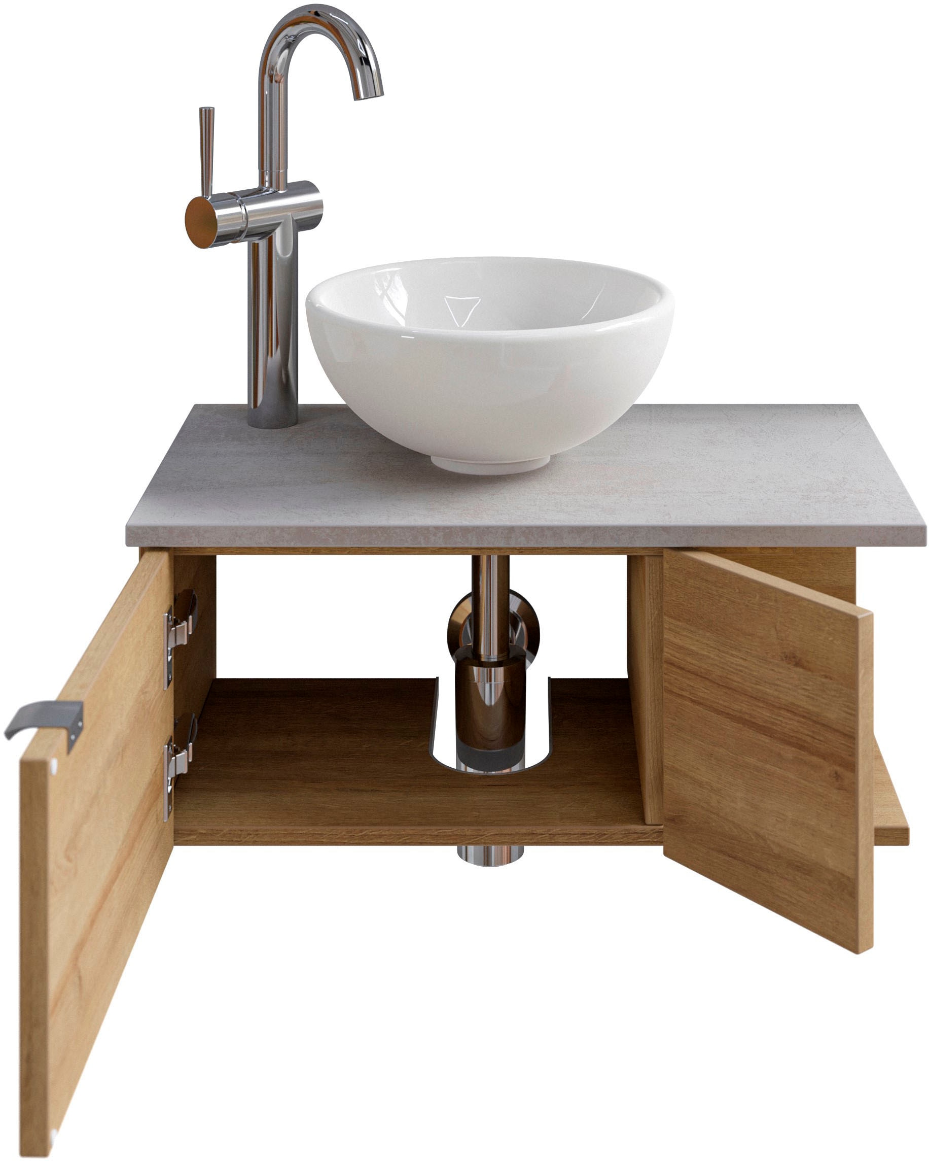 Saphir Badmöbel-Set »Serie 6915«, (4 St.), Gäste-Bad, 70 cm breit, mit LED-Spiegel, offenem Fach und 2 Türen