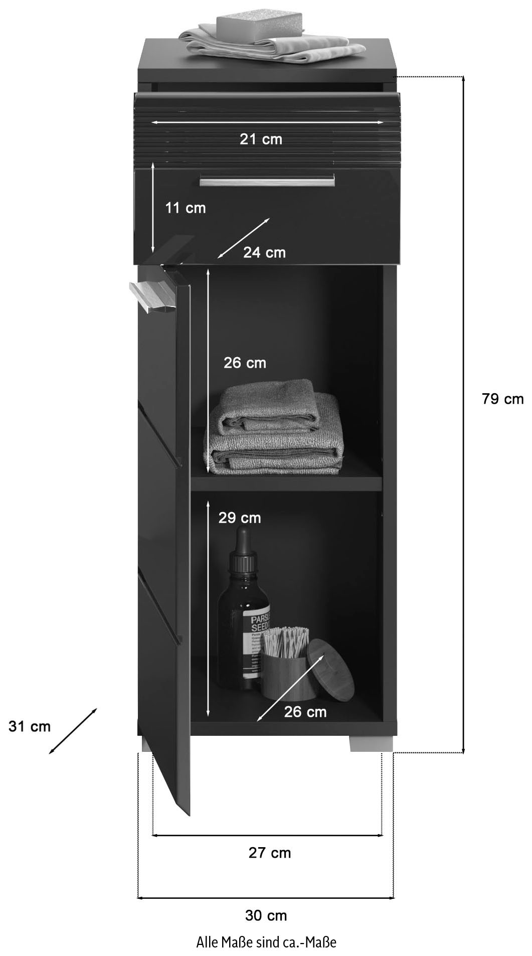 INOSIGN Badmöbel-Set »Malmö, 4 teilig, bestehend aus:«, (Set, 4 St.), Badmöbel, 4-tlg.