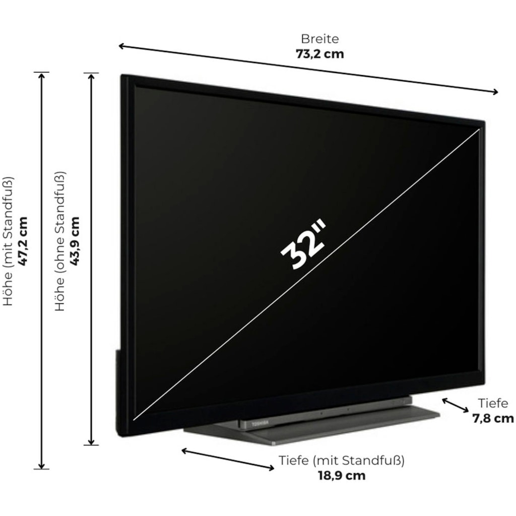 Toshiba LED-Fernseher »32LK3C63DAA/2«, 80 cm/32 Zoll, Full HD, Smart-TV