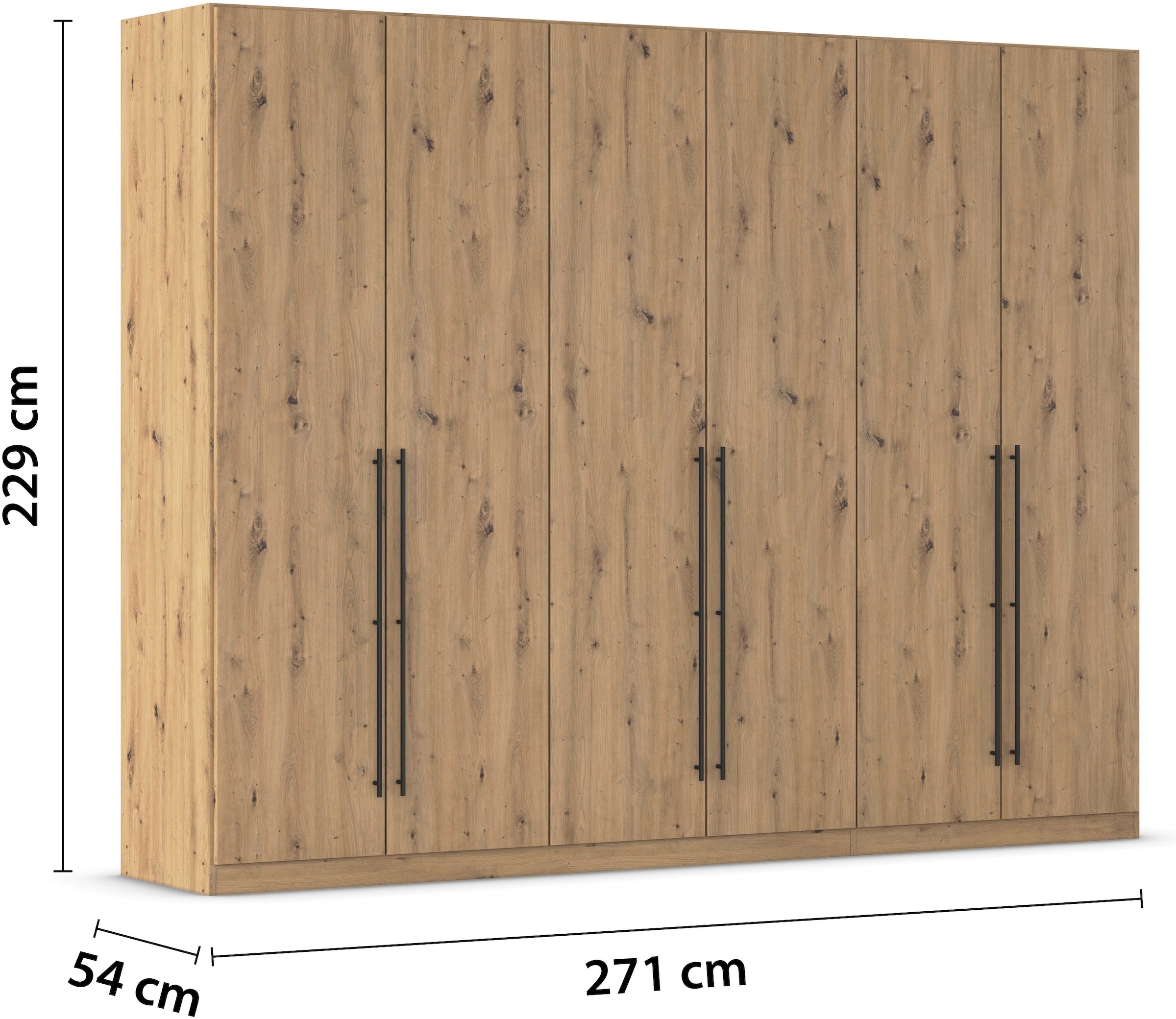 rauch Kleiderschrank, (in 3 verschiedenen Ausstattungen BASIC/CLASSIC/PREMIUM), mit hochwertigen Stangengriffen in Schwarz aus Metall MADE IN GERMANY