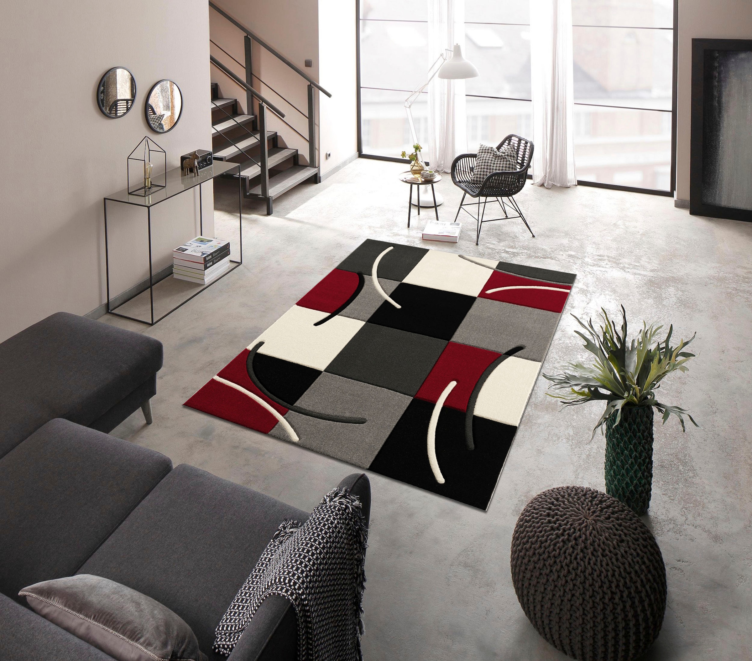 Black Friday my home Teppich »Kjer«, rechteckig, mit handgearbeitetem  Konturenschnitt im 3D-Design, Kurzflor | BAUR