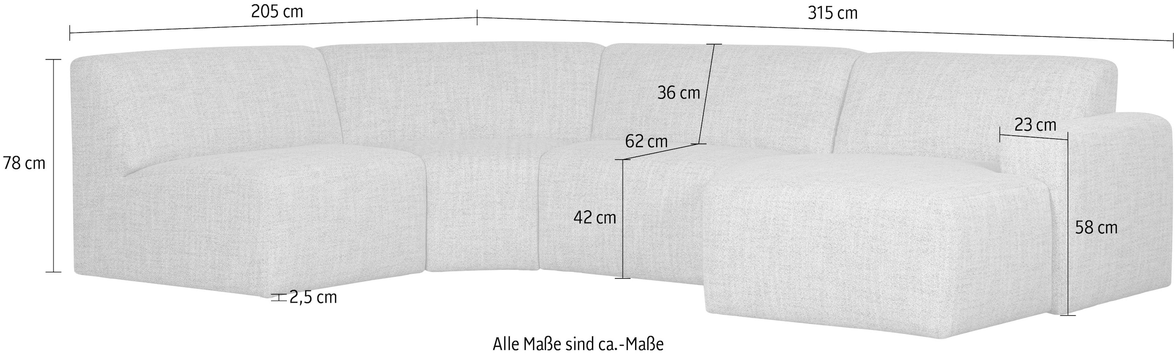 WOOOD Loungesofa »Avelon U-Sofa«, in U-Form, Breite 315 cm