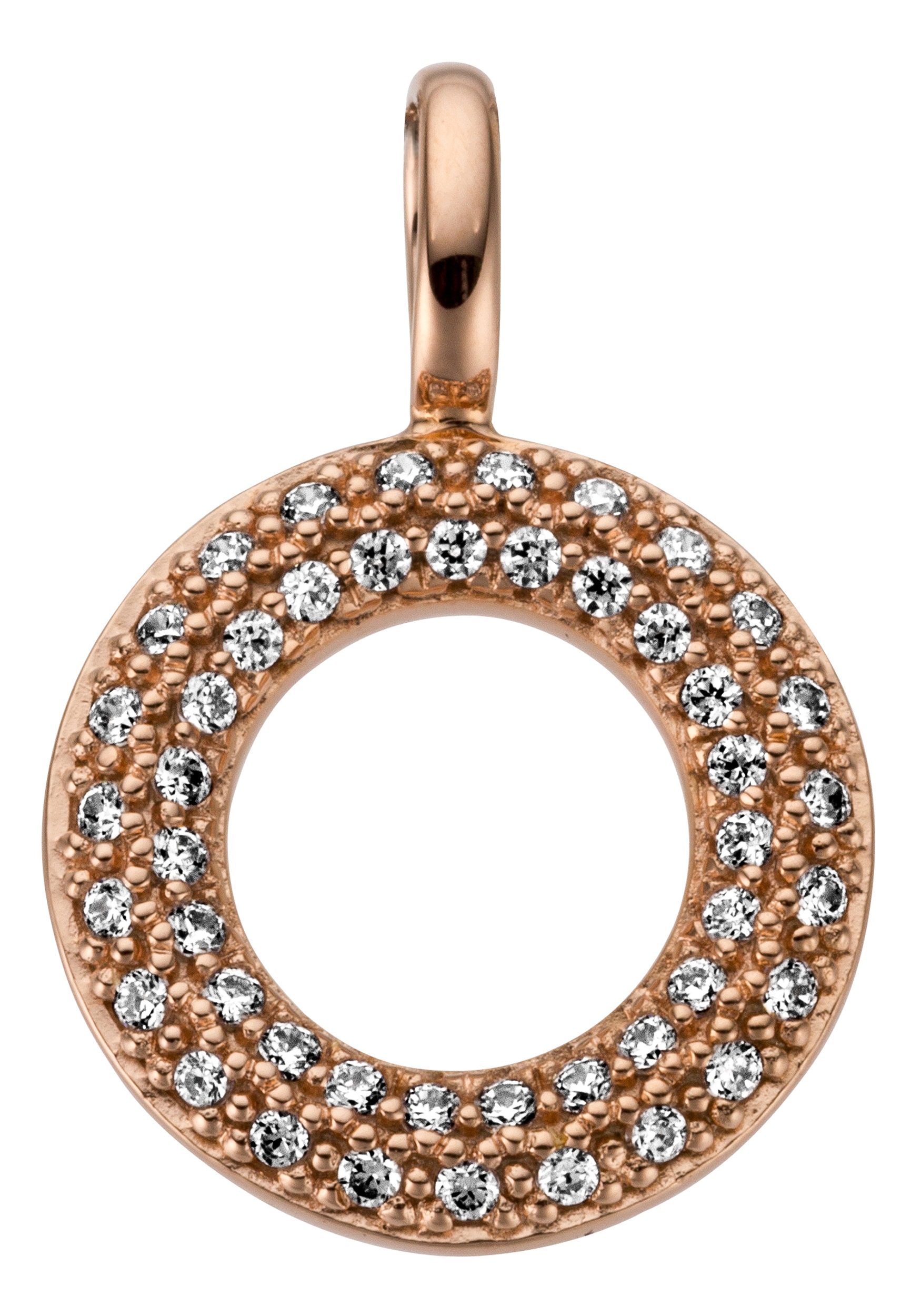 JOBO Damen Kettenanhänger "Kleiner Anhänger Roségoldanhänger rund 11 mm", SI = kleine Einschlüsse, Diamanten Roségold 585roségold 585, Diamanten,