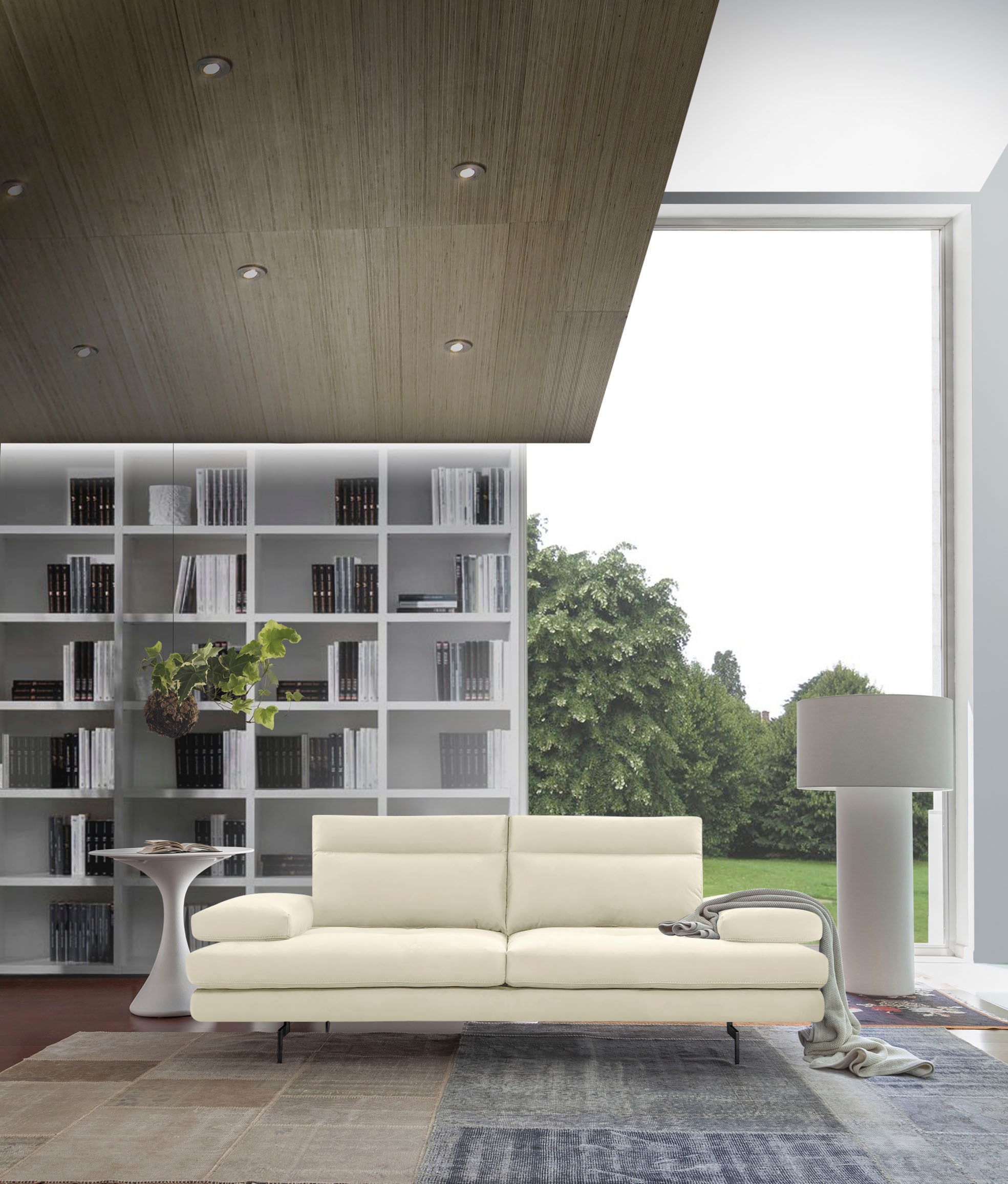 CALIA ITALIA 3-Sitzer "Toby Wing, 208 cm breit, Designsofa, hochwertige Verarbeitungsdetails" inkl. Sitztiefenverstellung und Armteilfunktion, Füße in Schwarz matt