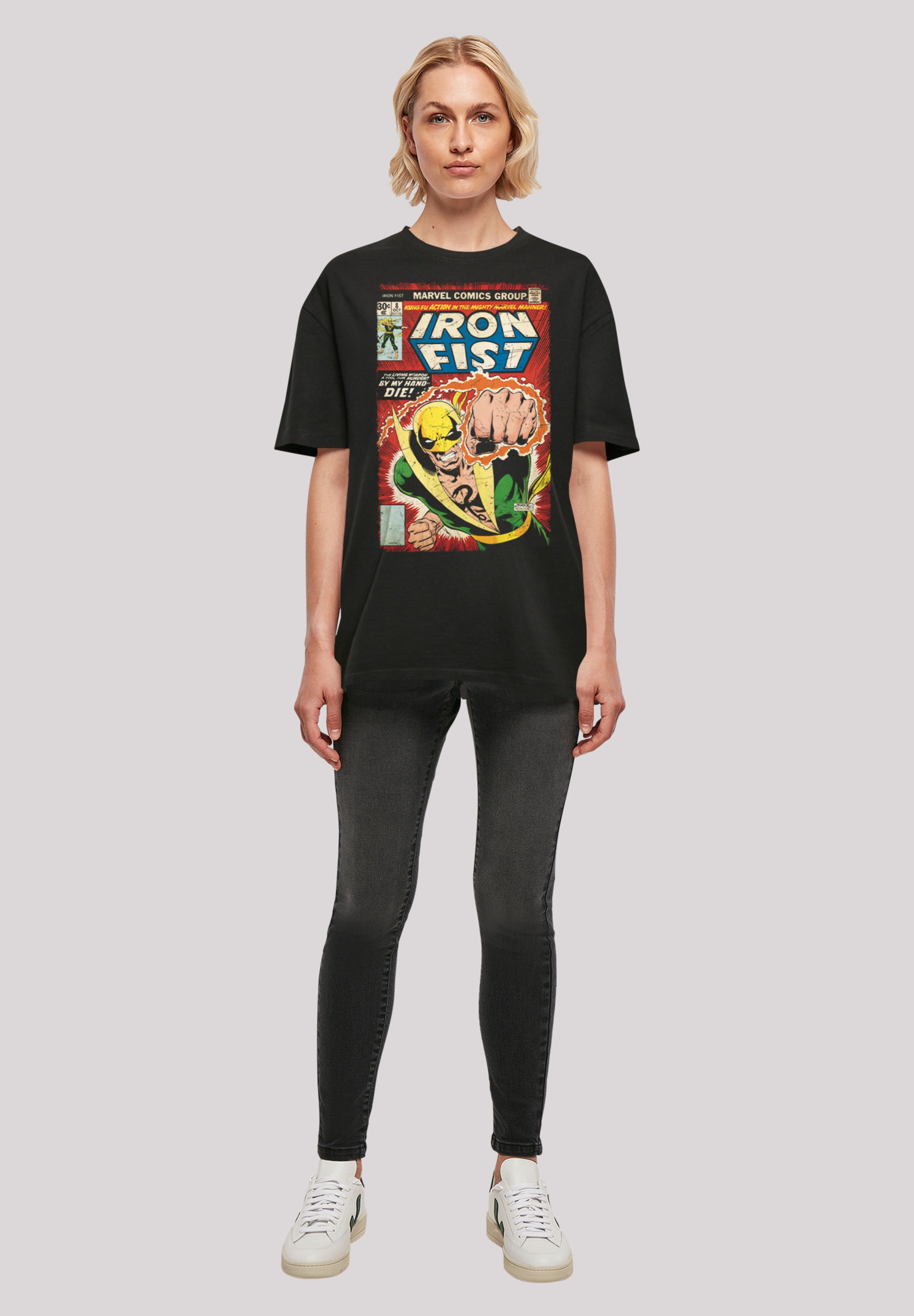 F4NT4STIC Kurzarmshirt with Fist bestellen Tee«, für Marvel (1 Boyfriend Oversized »Damen BAUR | Cover Ladies Iron tlg.)