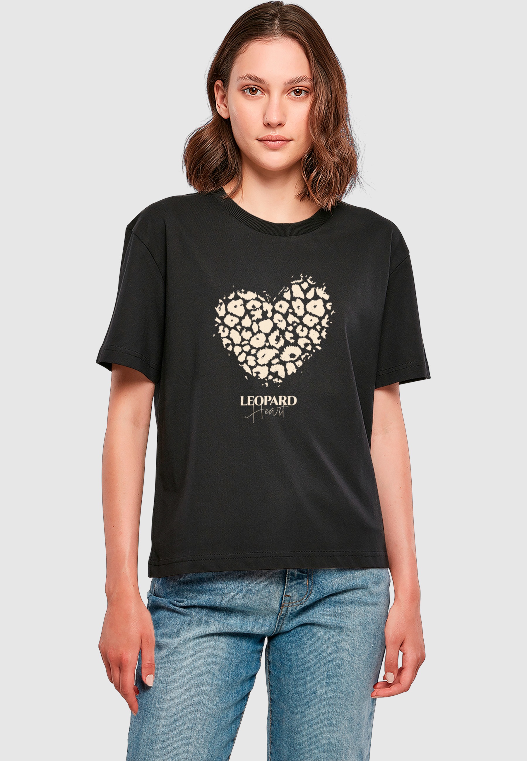 Thumbnail - Merchcode T-Shirt "Merchcode Ladies Leopard Heart Everyday Tee" 1 Stk.