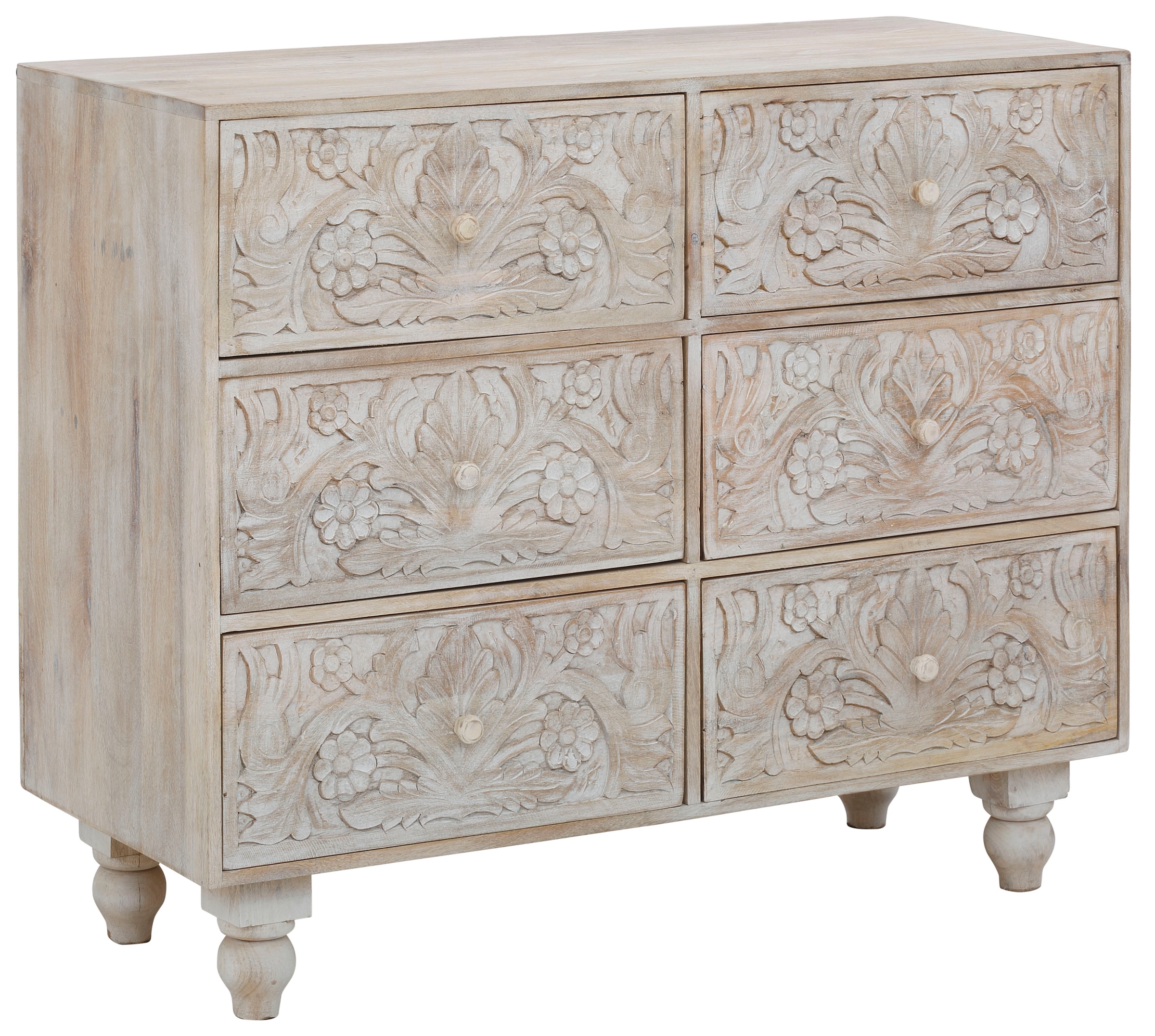 Home affaire Kommode "Lavin Sideboard", Mangoholz, mit dekorativen Schnitze günstig online kaufen