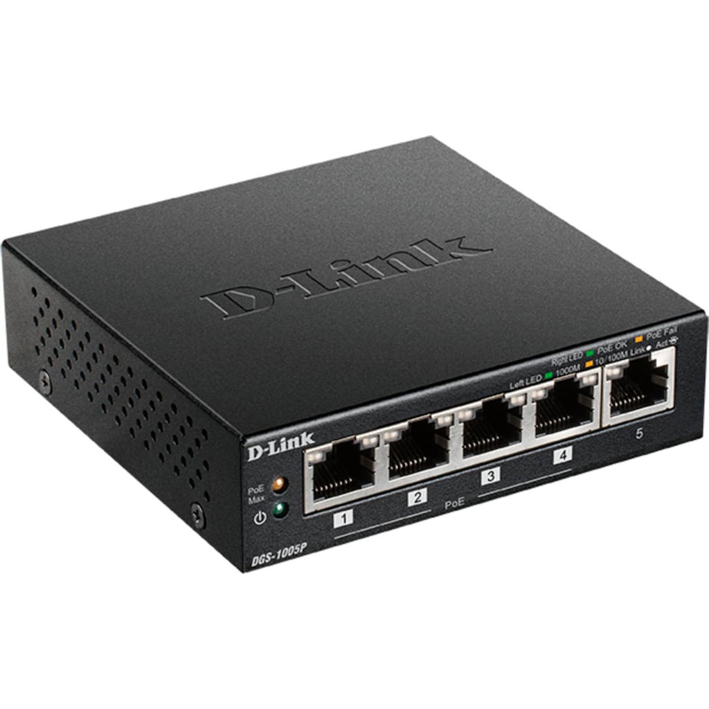 D-Link Netzwerk-Switch »DGS-1005P 5-Port Desktop Gigabit PoE+ Switch«