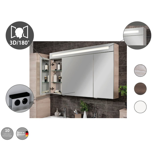 FACKELMANN Spiegelschrank »CL 120 - weiß«, Badmöbel Breite 120 cm, 2 Türen,  doppelseitig verspiegelt | BAUR