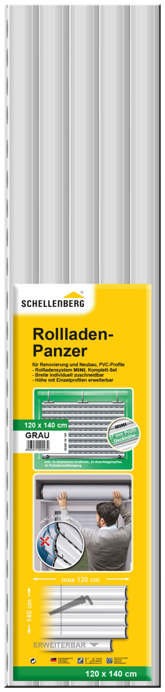 SCHELLENBERG Rollladenpanzer "Set für Fenster, Mini System für 40 mm Stahlrohrwelle,", (Set), PVC Jalousie, in verschied