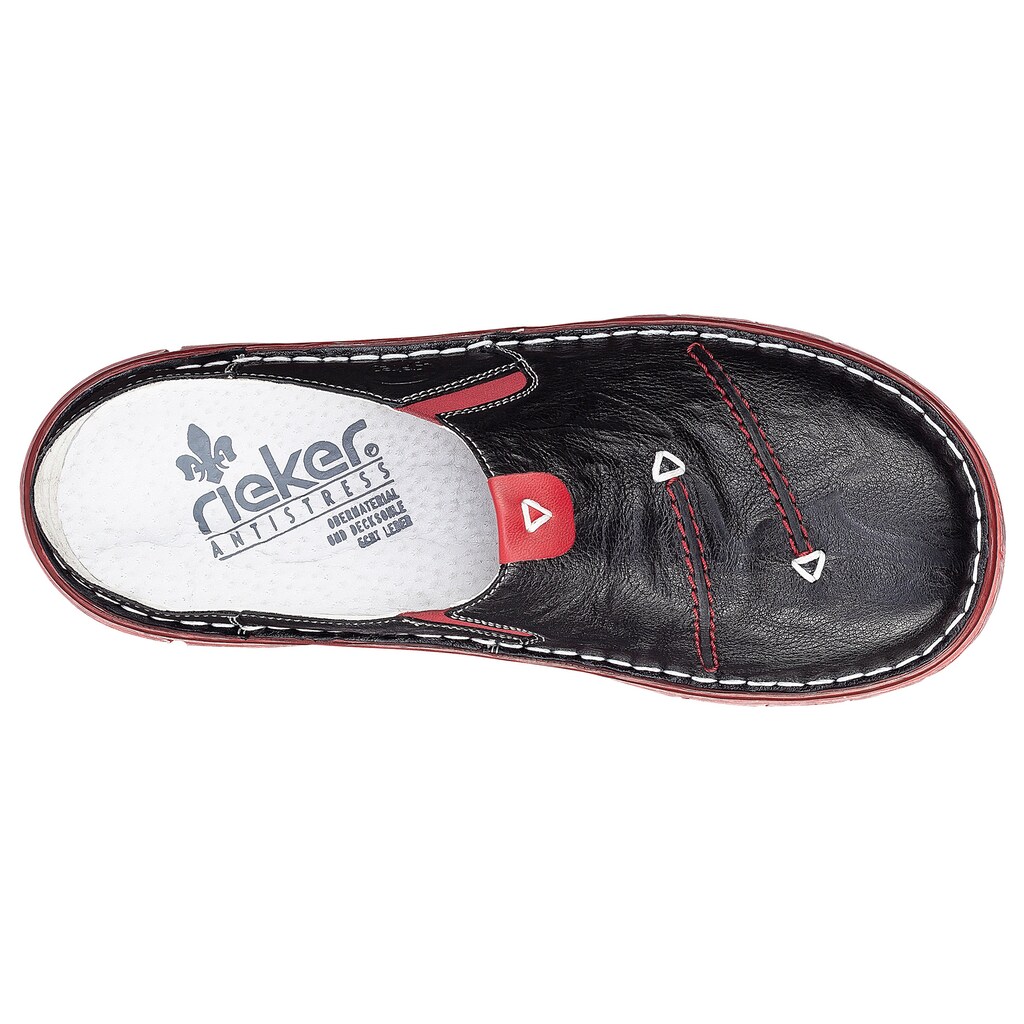 Marken Rieker Rieker Clog, mit toller Steppnaht schwarz-rot Marken Rieker Rieker Clog, mit toller Steppnaht schwarz-rot