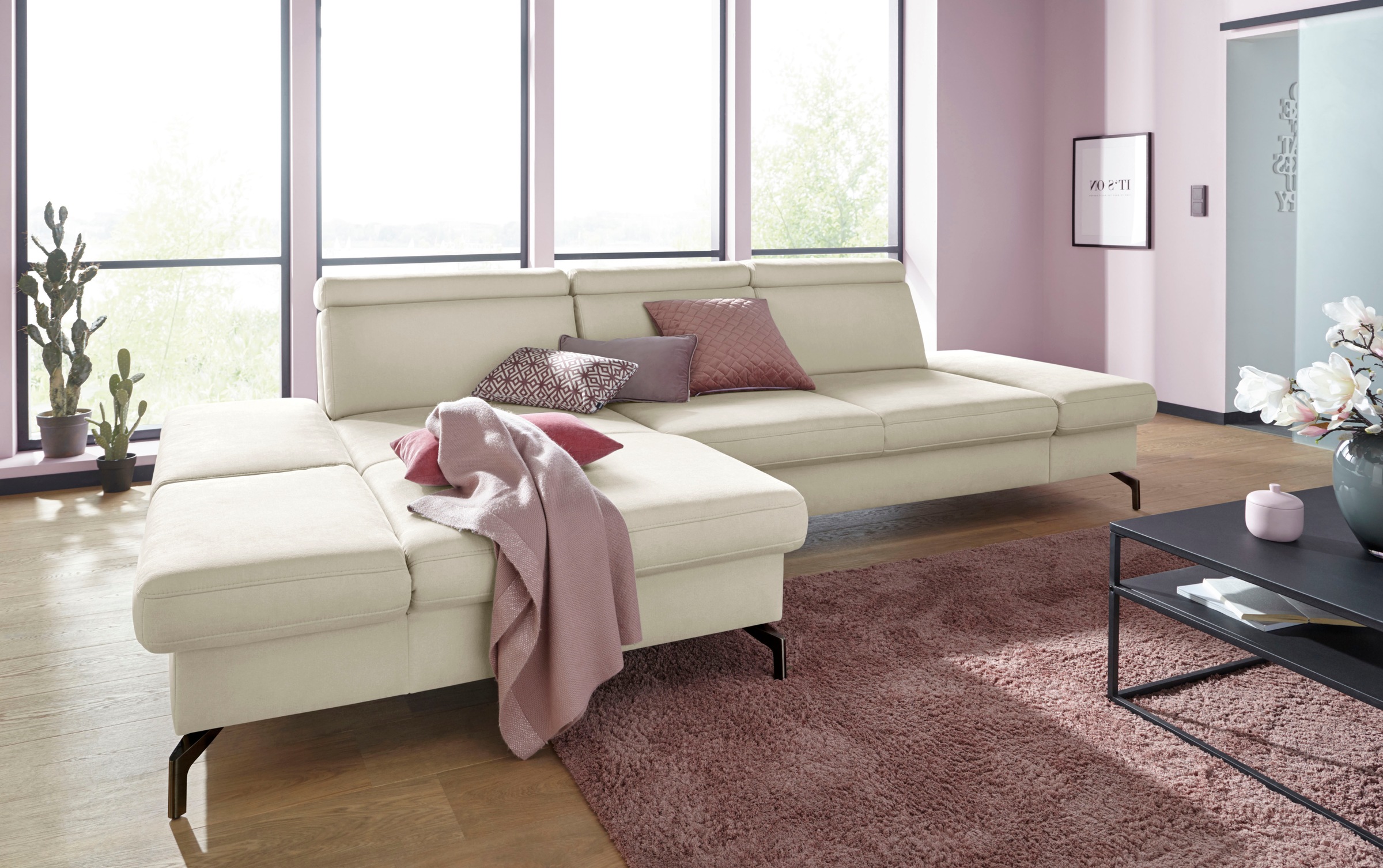sit&more Ecksofa "Brisbane L-Form" Fußhöhe 15 cm, inklusive Sitztiefen-, Armteil- und Kopfteilverstellung