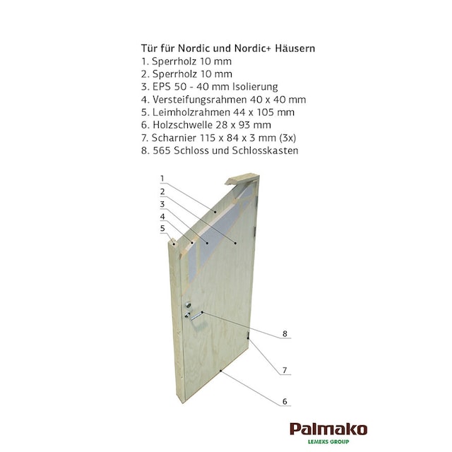 Palmako Garage »Andre«, BxTxH: 495x595x316 cm, mit Sektionaltor,  naturbelassen kaufen | BAUR