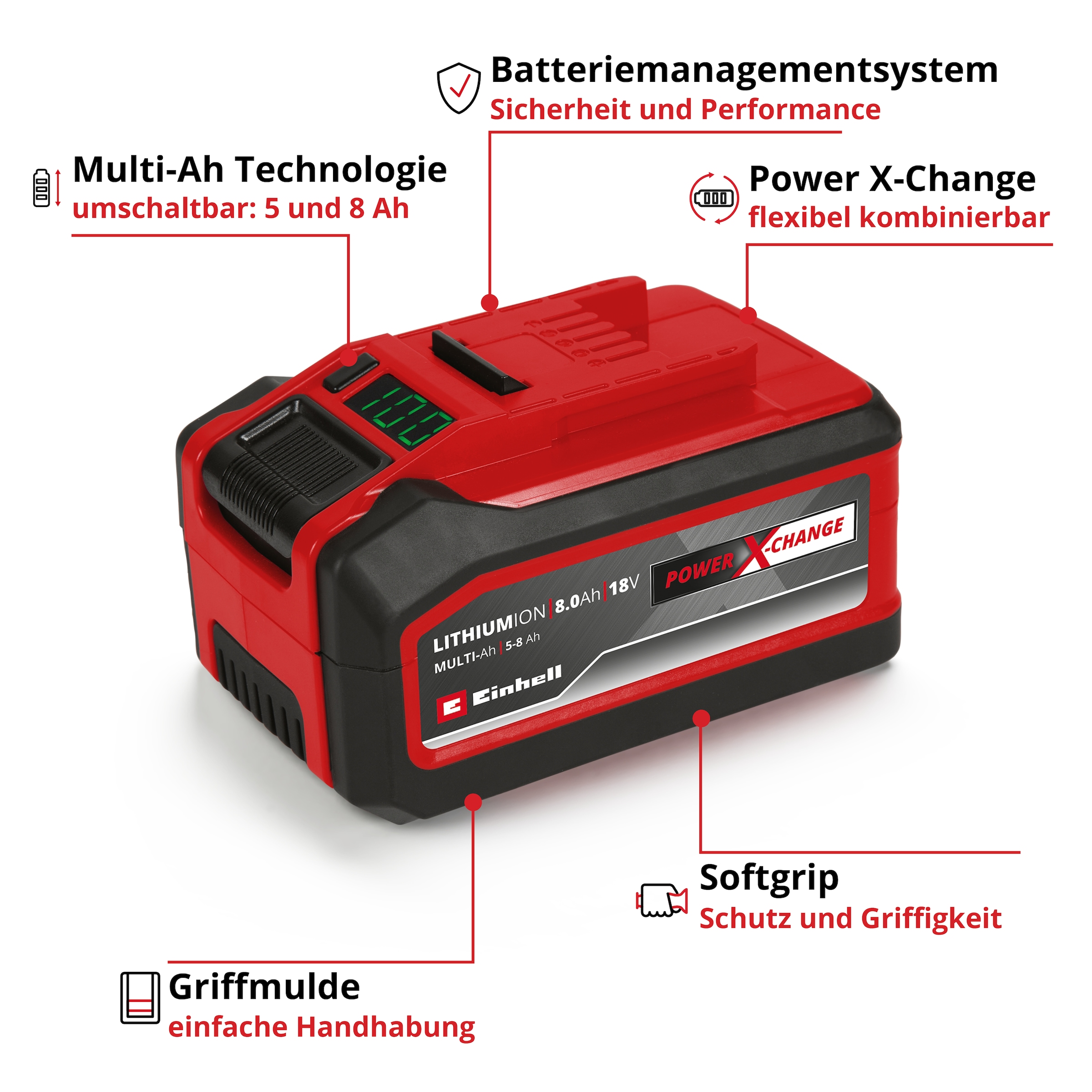 Einhell Akku »»Power X-Change Multi-Ah PXC Plus««, 18 V, umschaltbar: 5 und 8 Ah